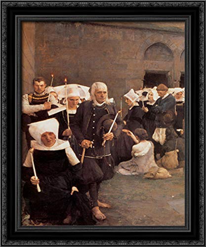 20x24 Black Ornate Wood Framed Canvas Art - Brittany Pardon Painting by Pascal Adolphe Jean Dagnan-Bouveret | Classic French Portrait Wall Decor for Living Room, Bedroom & Office
