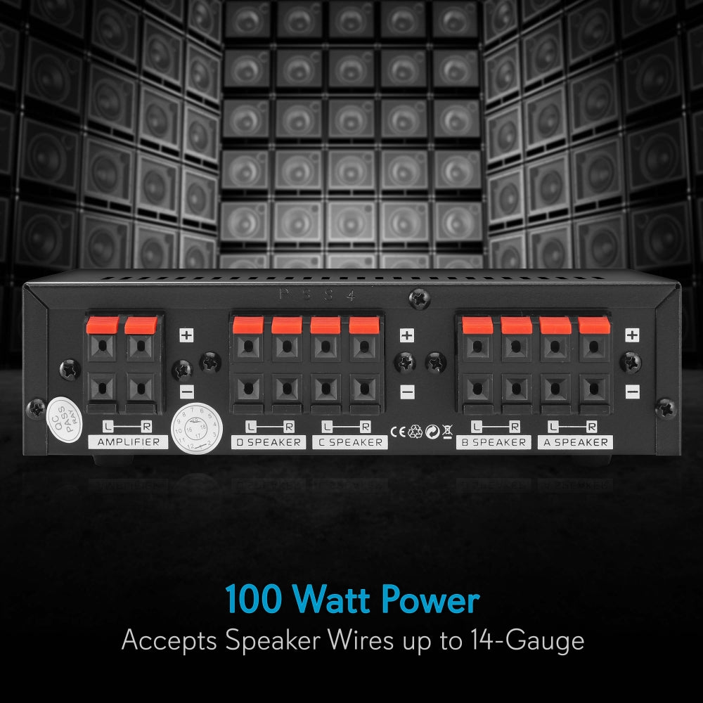 4-Channel Stereo Speaker Selector Switch - High-Quality Audio Distribution for Home Theater, Multi-Room Music System & Office Setup
