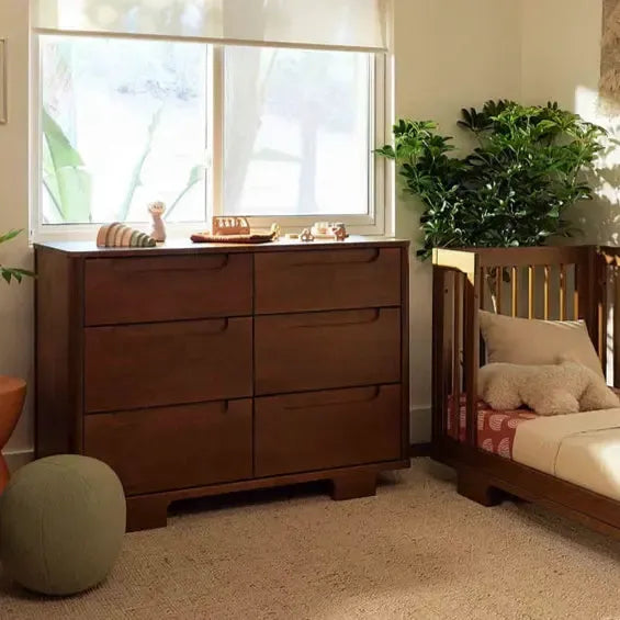 Babyletto Yuzu 6-Drawer Changing Table Dresser in Natural Walnut - Perfect Nursery Storage for Diapers & Baby Clothes