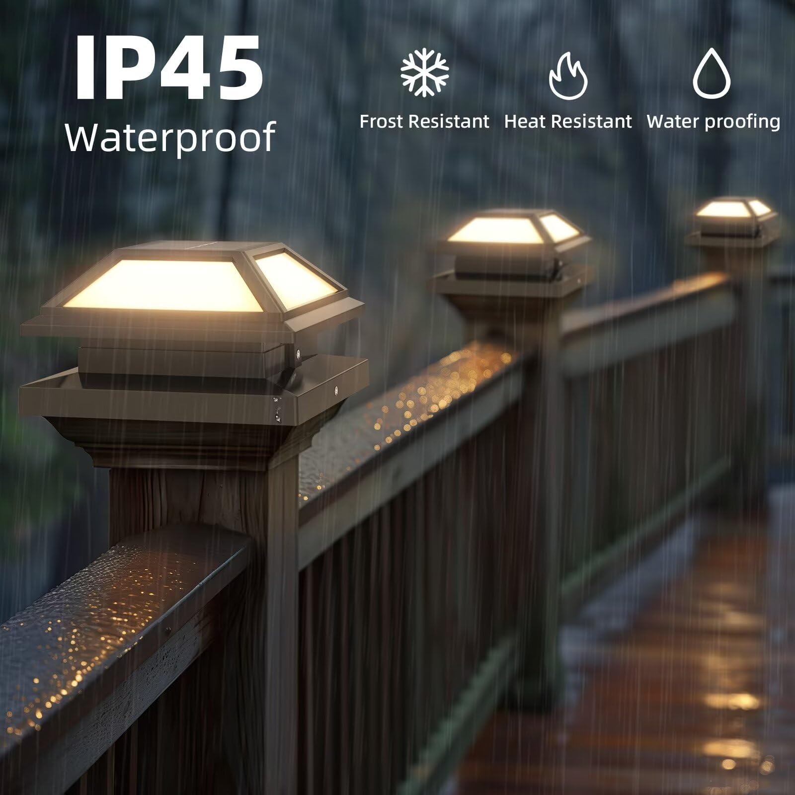 8 Pack Solar Post Cap Lights - Waterproof Outdoor LED Fence Lights for 4x4, 5x5, 6x6 Vinyl/Wooden Posts - Bright Deck, Patio & Garden Lighting for Nighttime Safety & Ambience