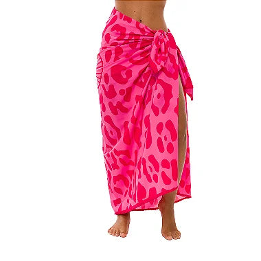 Stylish Pink Glow Jaguar Swim Sarong Pareo - Beach Cover Up for Women, Lightweight & Quick Dry, Perfect for Pool, Vacation & Summer Outfits