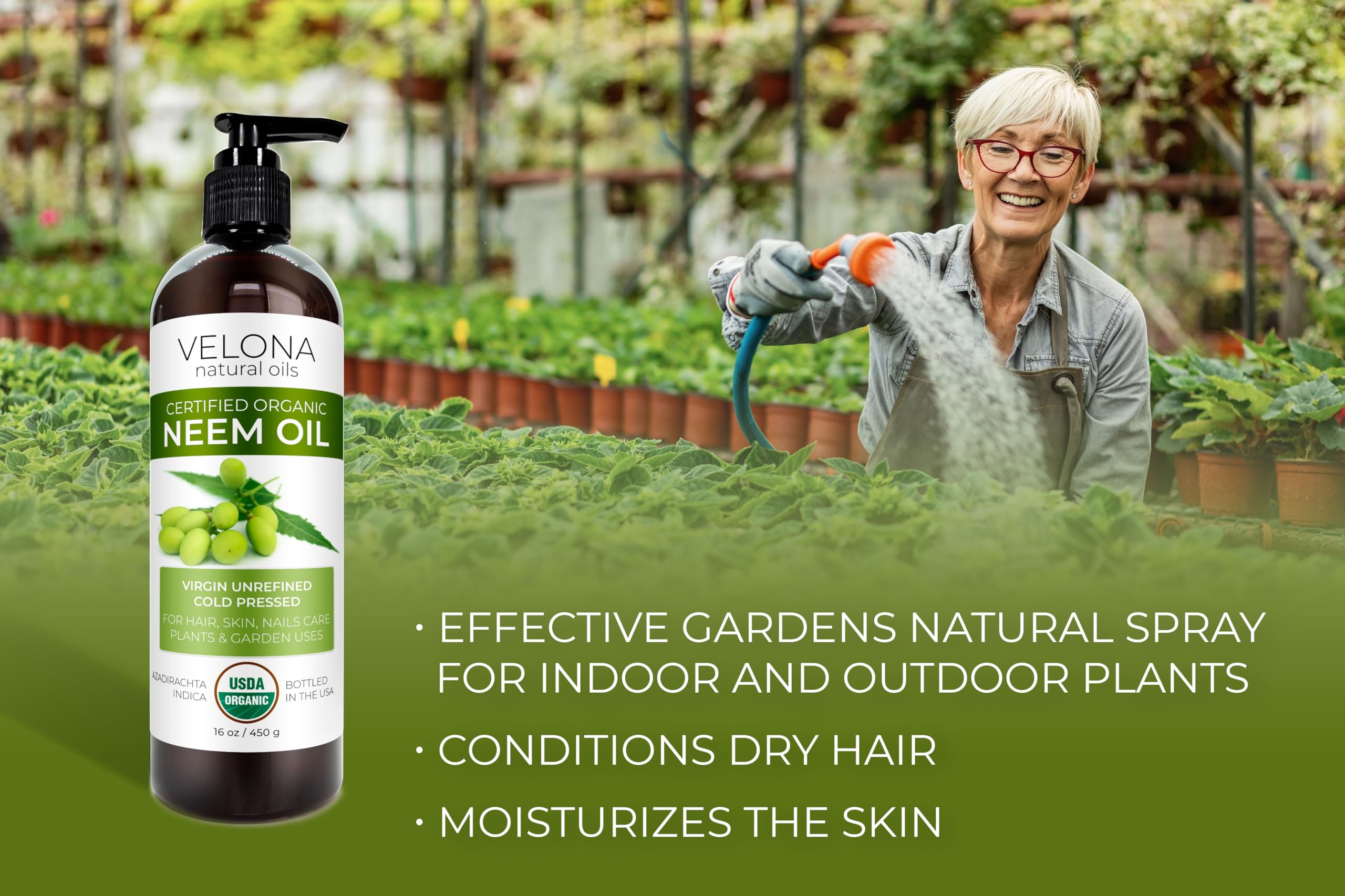 **Velona USDA Certified Organic Neem Oil - 1 Gallon (128 Fl Oz) | 100% Pure, Natural, Cold-Pressed Carrier Oil | Unrefined for Hair, Skin & Body Care | Promotes Healthy Scalp & Glowing Skin | Perfect for DIY Beauty, Massage & Aromatherapy**