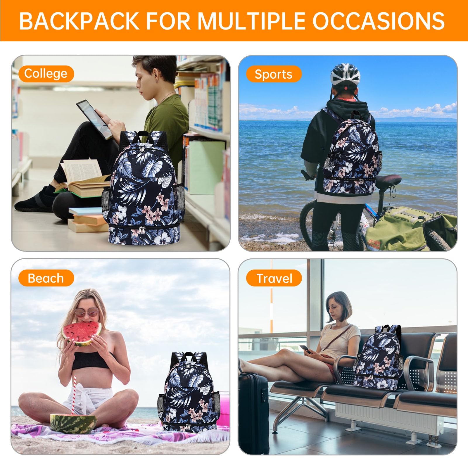 HAWEE Waterproof Gym Backpack with Shoe Compartment - Lightweight Sports Bag for Men & Women - Perfect for Swimming, Beach, Yoga, Travel & Workout - Durable Anti-Water Design for Active Lifestyles
