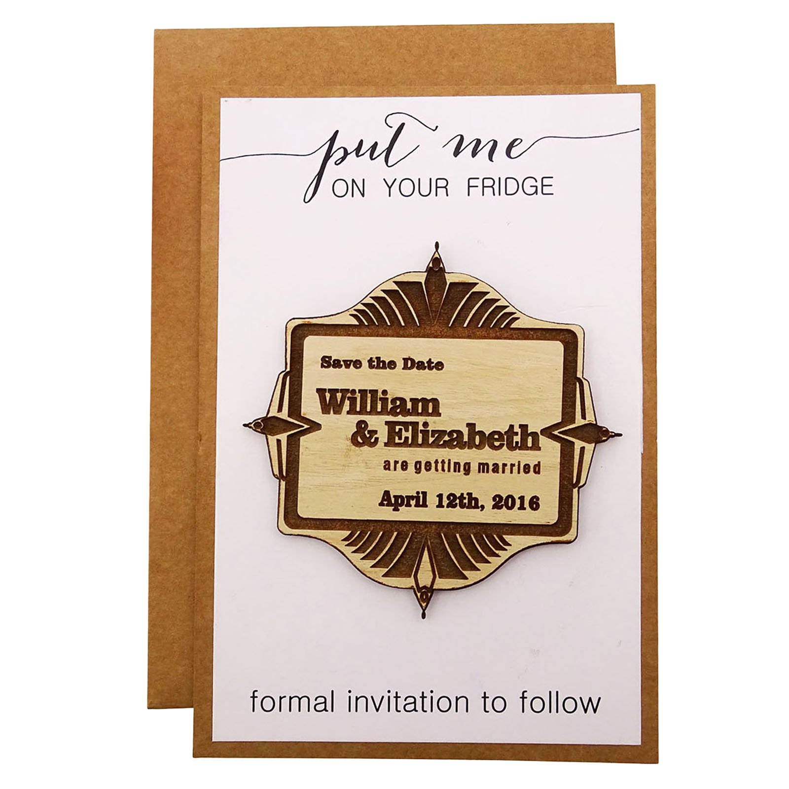 Personalized Wedding Save The Date Cards - 50 Rustic Engraved Wood Magnets with Envelopes - Elegant Wedding Announcements for Couples - Perfect for Rustic, Vintage & Outdoor Weddings