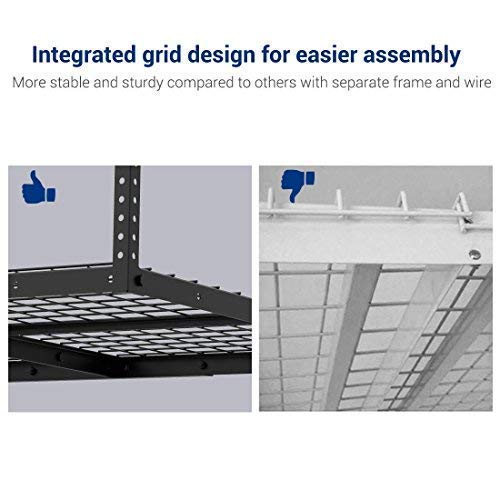 FLEXIMOUNTS 2-Piece Overhead Garage Storage Rack Set with Hooks - Adjustable Ceiling Storage Racks, 96