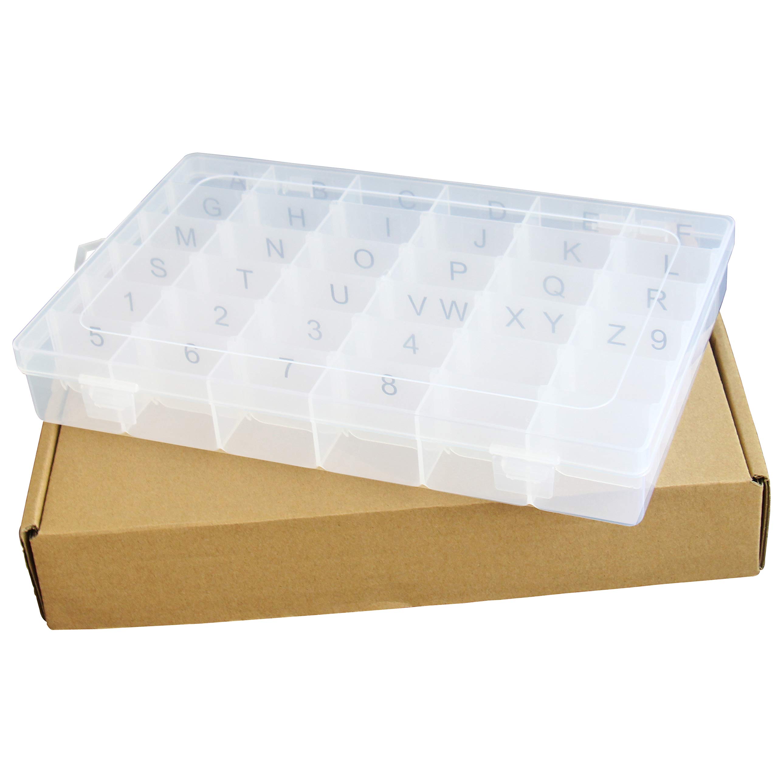 Adjustable Plastic Organizer Box with 36 Compartments & Pre-Applied Letter Stickers - Perfect for Letter Board Storage, Office Supplies, and Craft Organization