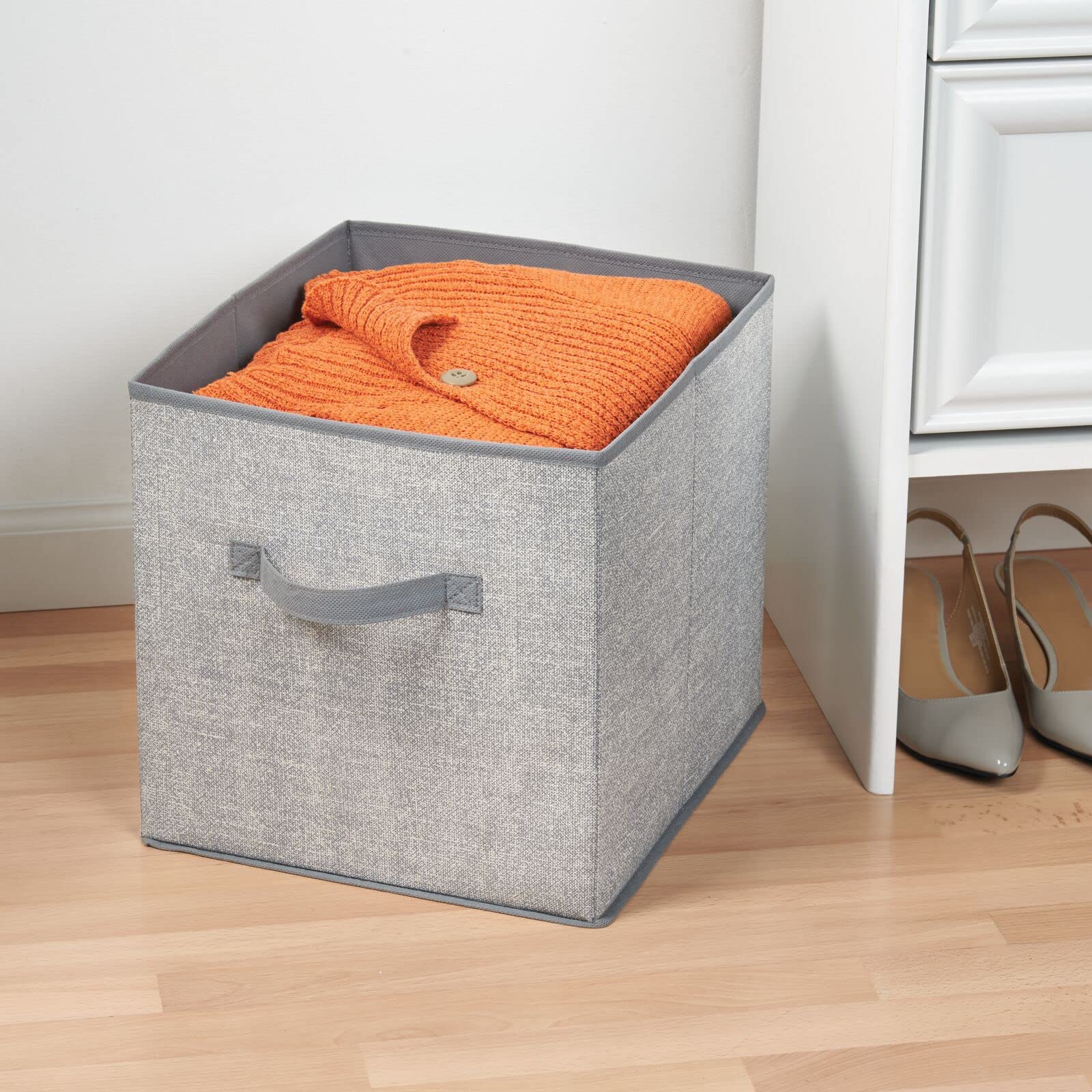 Soft Fabric Storage Bins with Handles for Nursery, Playroom & Closet - 8-Pack Gray Organizer Bins for Toys, Clothes, Diapers & Baby Essentials - Perfect for Cube Shelves & Furniture Storage Solutions