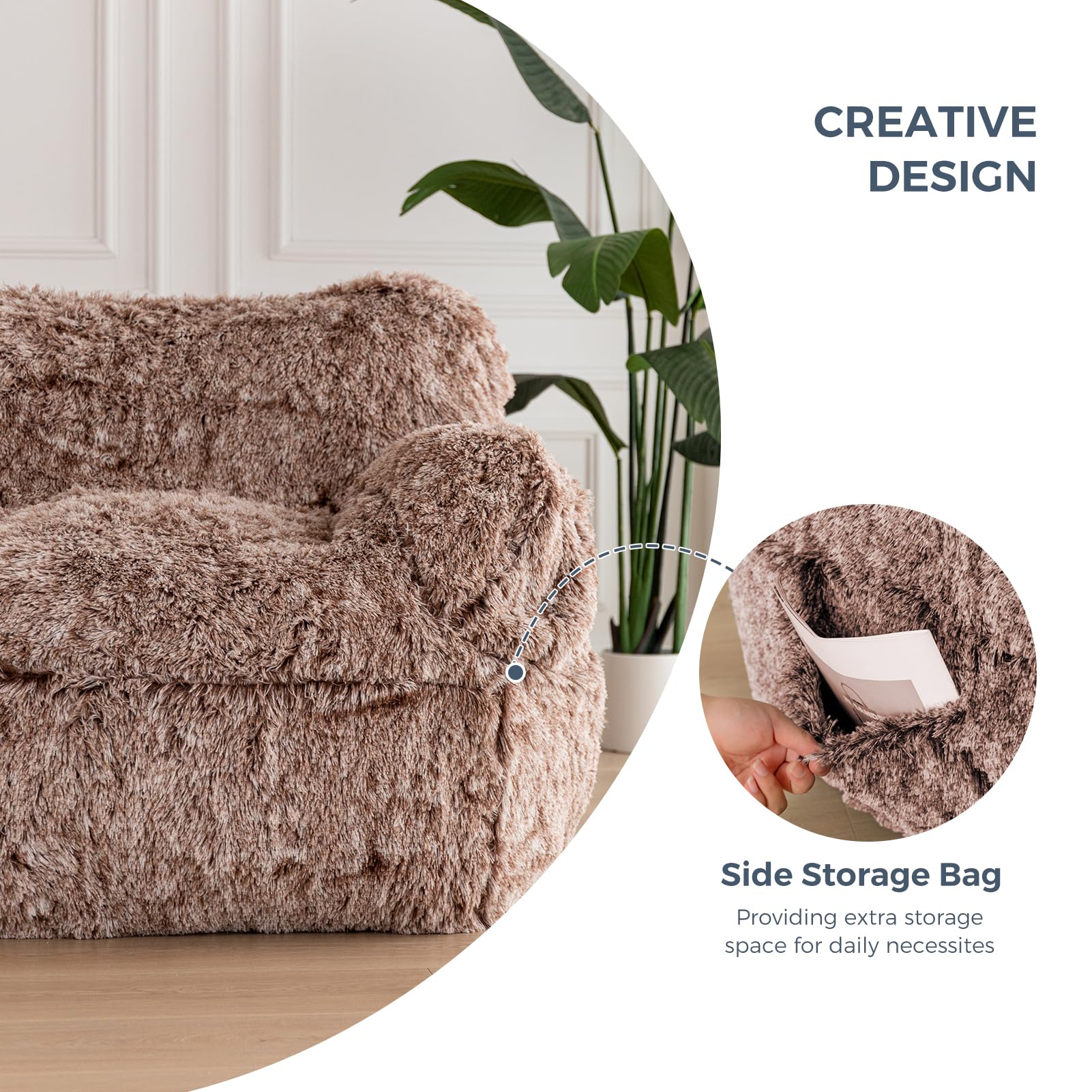 MAXYOYO Giant Bean Bag Chair - Extra Large Faux Fur Stuffed Bean Bag Couch for Living Room, Bedroom & Game Room - Ultra Soft Lounge Chair for Teens & Adults - Perfect for Movie Nights, Gaming & Relaxation