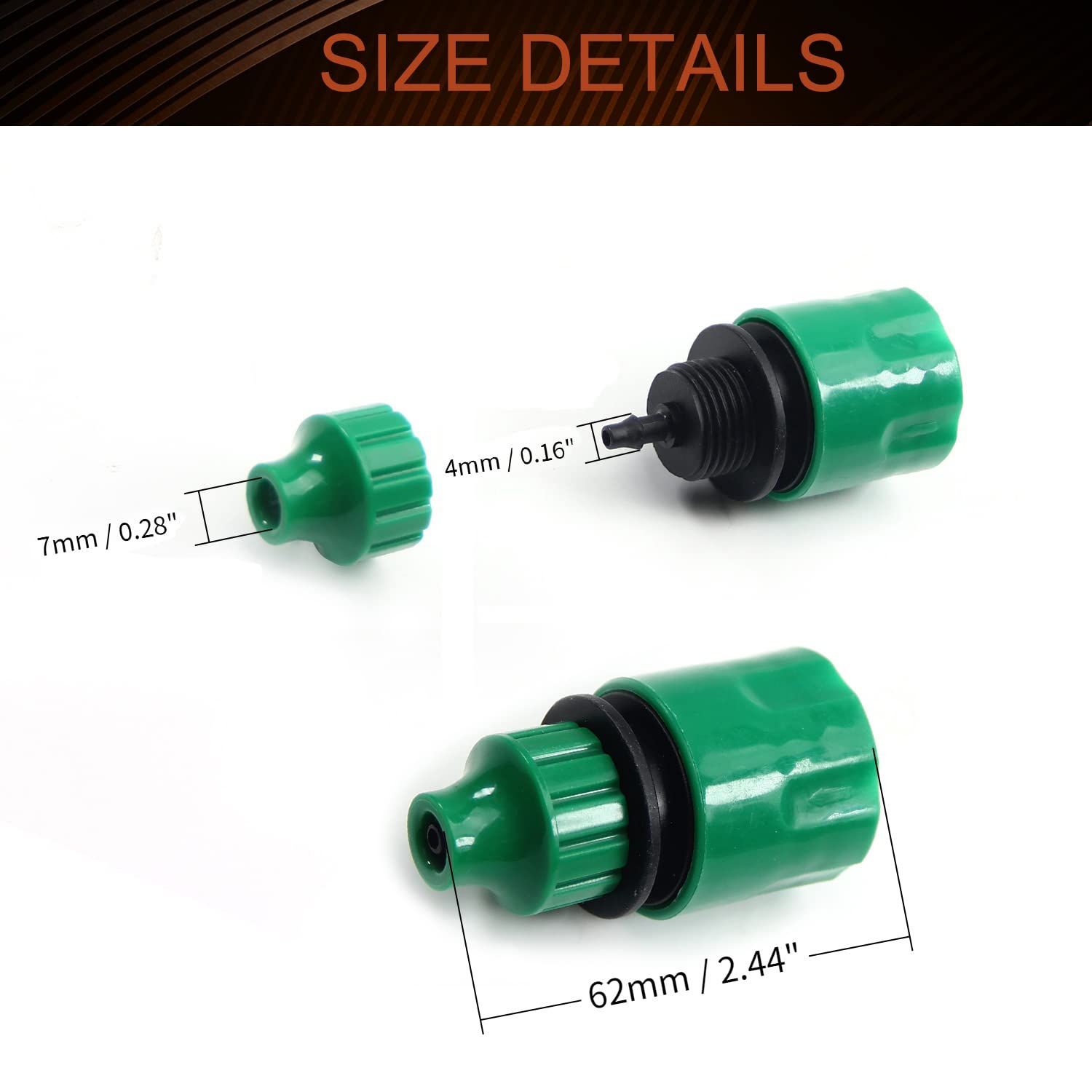 MroMax 3Pcs Quick Hose Connector 4/7mm - Garden Irrigation Adapter for Faucet & Tap