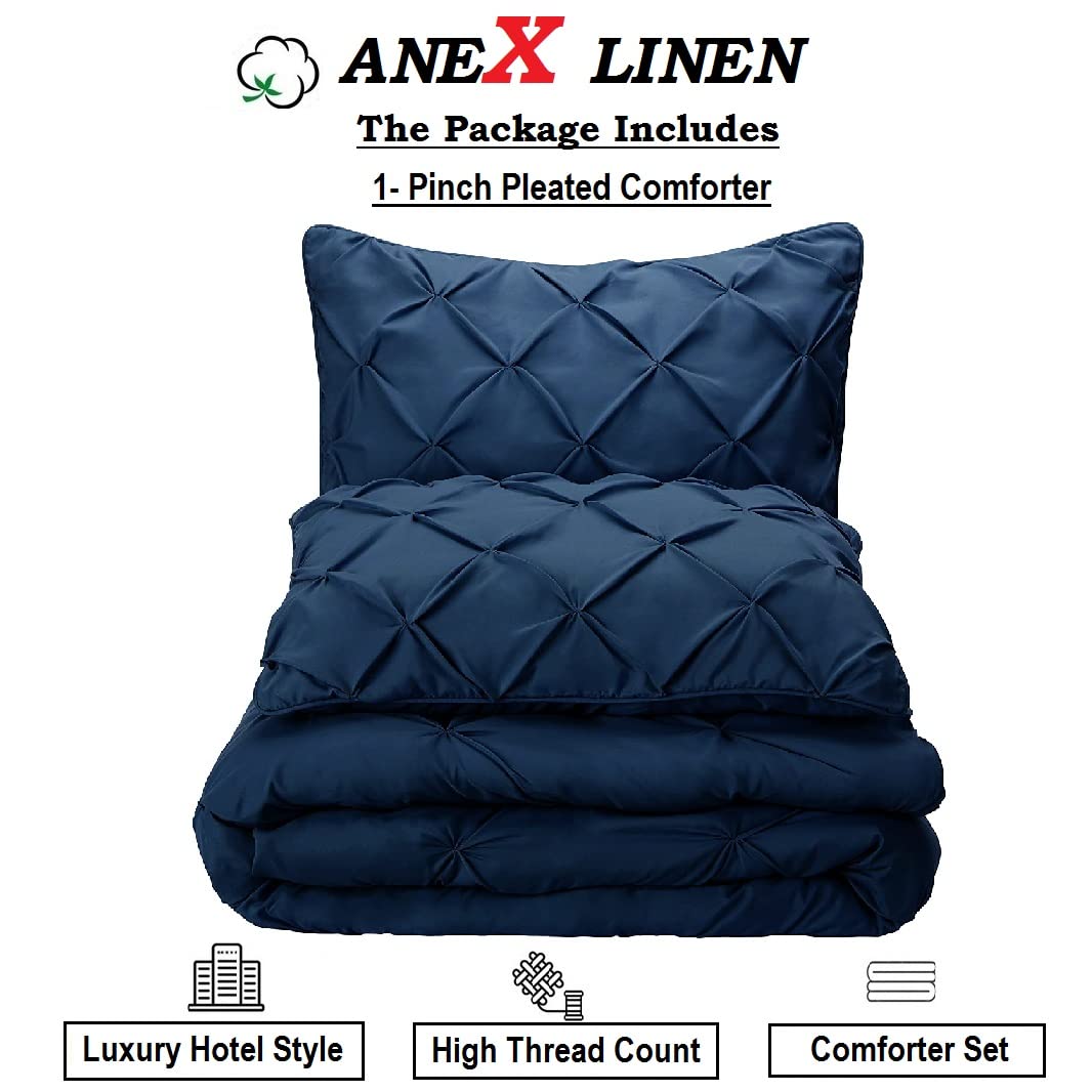 Premium 500 GSM Pinch Pleated Comforter Set - 100% Egyptian Cotton Baffle Pintuck Design with Corner Tabs | All-Season Goose Down Filled Burgundy Comforter for Full/Queen Bed | Perfect for Cozy Bedrooms, Guest Rooms & Luxury Hotels
