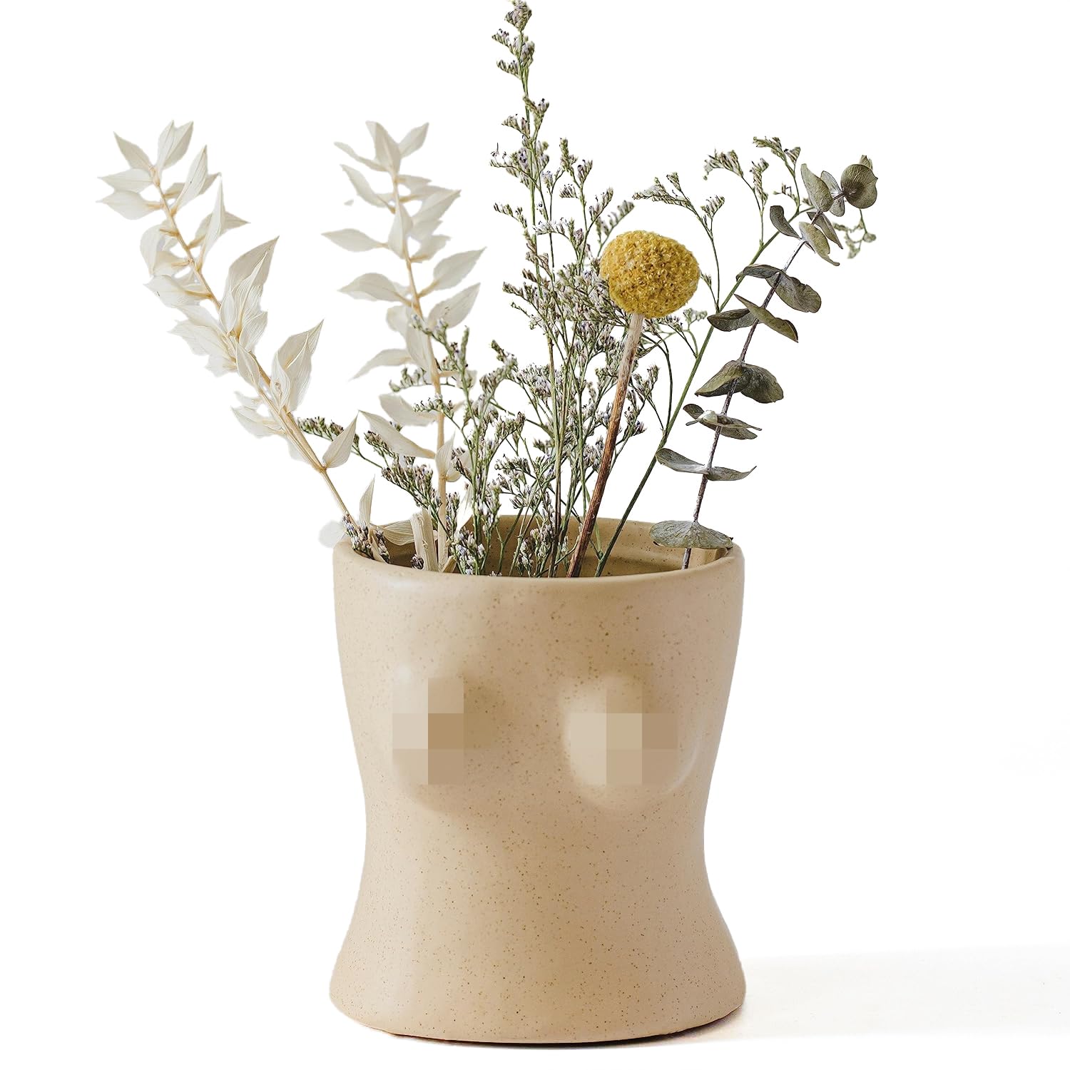 BASE ROOTS Ceramic Plant Pot - Boho Home Decor Flower Vase for Indoor Plants, Aesthetic Room Decor for Living Room & Bedroom - Perfect for Apartment Décor, Office Desk & Gift Ideas