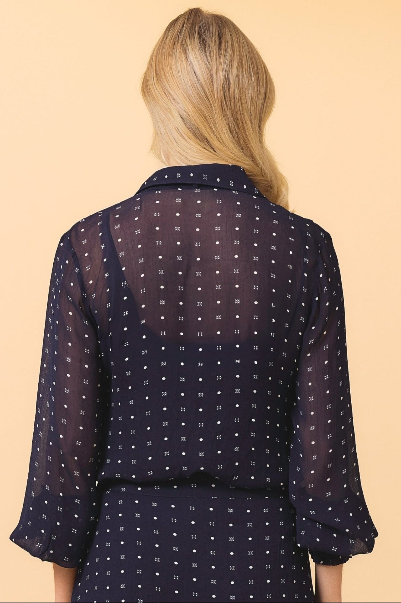 Ffion Blouse - Stylish Navy & White Polka Dot Women's Top for Casual Wear & Office Outfits