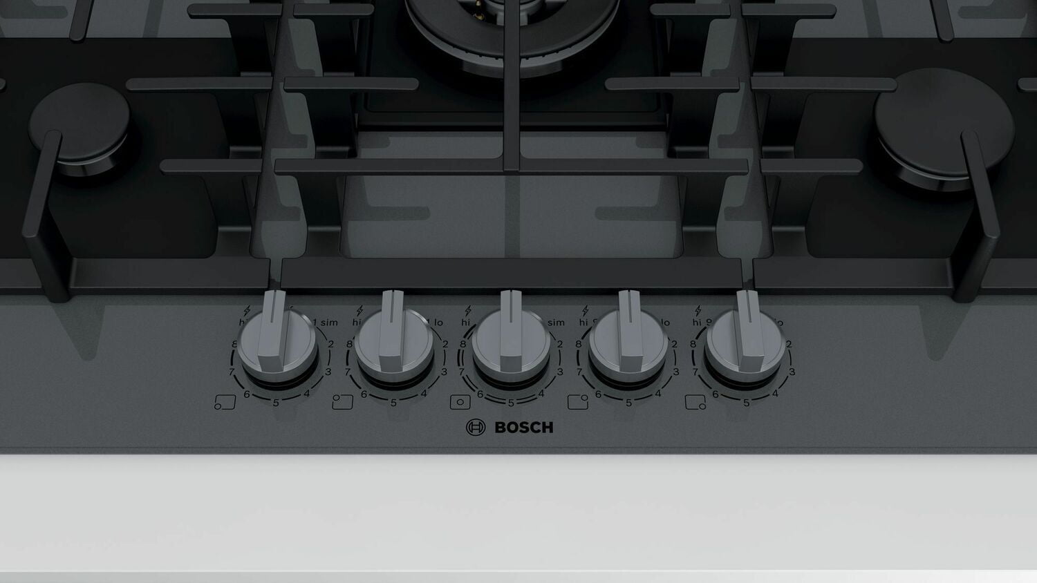 Bosch NGMP677UC 36-Inch Benchmark Gas Cooktop with Hard Glass Surface - Dark Silver | Professional Kitchen Stove for Home Chefs & Cooking Enthusiasts | Ideal for Modern Kitchens & Gourmet Cooking