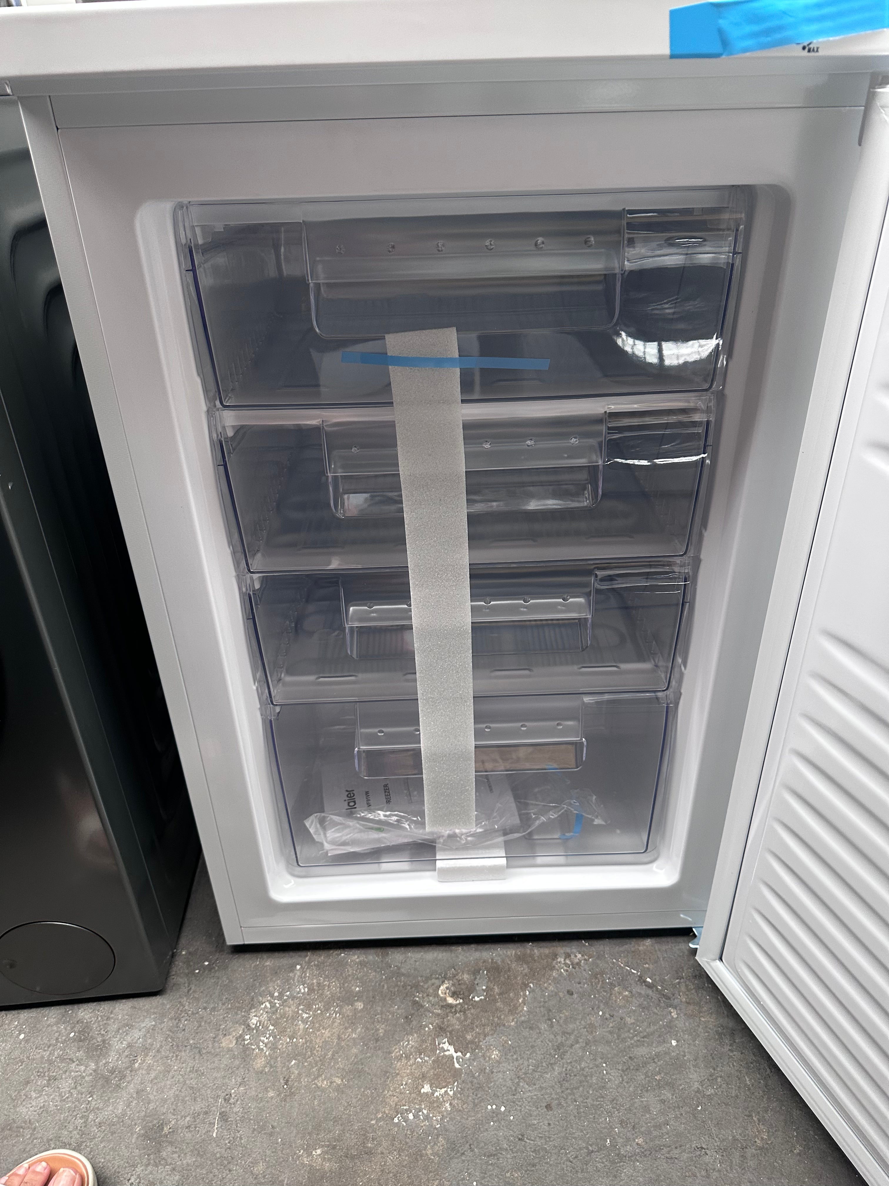 Haier HVF91VW 91L Upright Freezer - Energy Efficient Compact Deep Freezer for Home, Garage & Basement Storage - Perfect for Frozen Foods, Meat & Bulk Groceries (Factory Second)