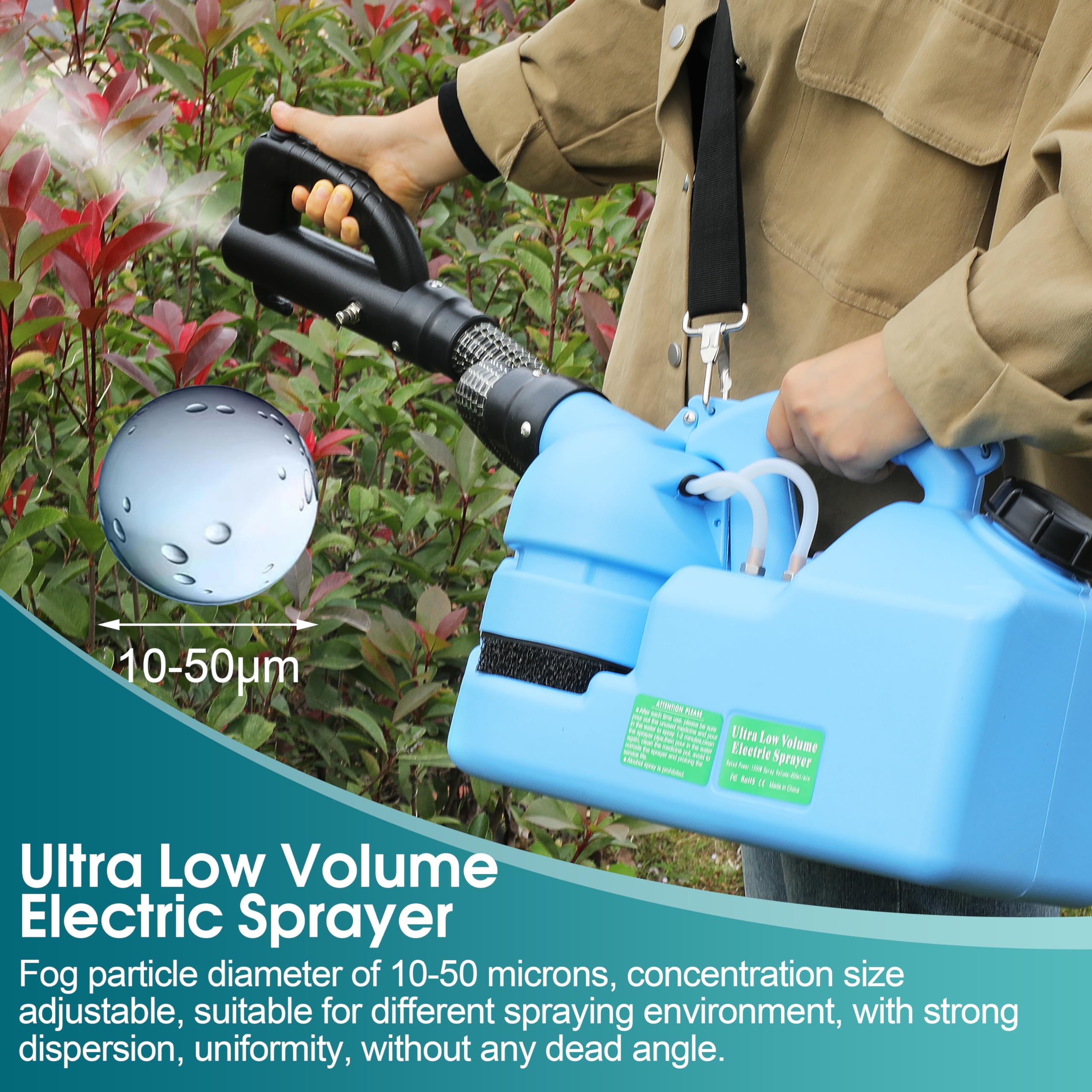 7L (1.85 Gallon) Electric ULV Fogger Machine - Portable Ultra-Low Volume Atomizer Sprayer for Disinfection, Pest Control & Sanitization - Indoor/Outdoor Use in Homes, Schools, Hospitals & Public Spaces
