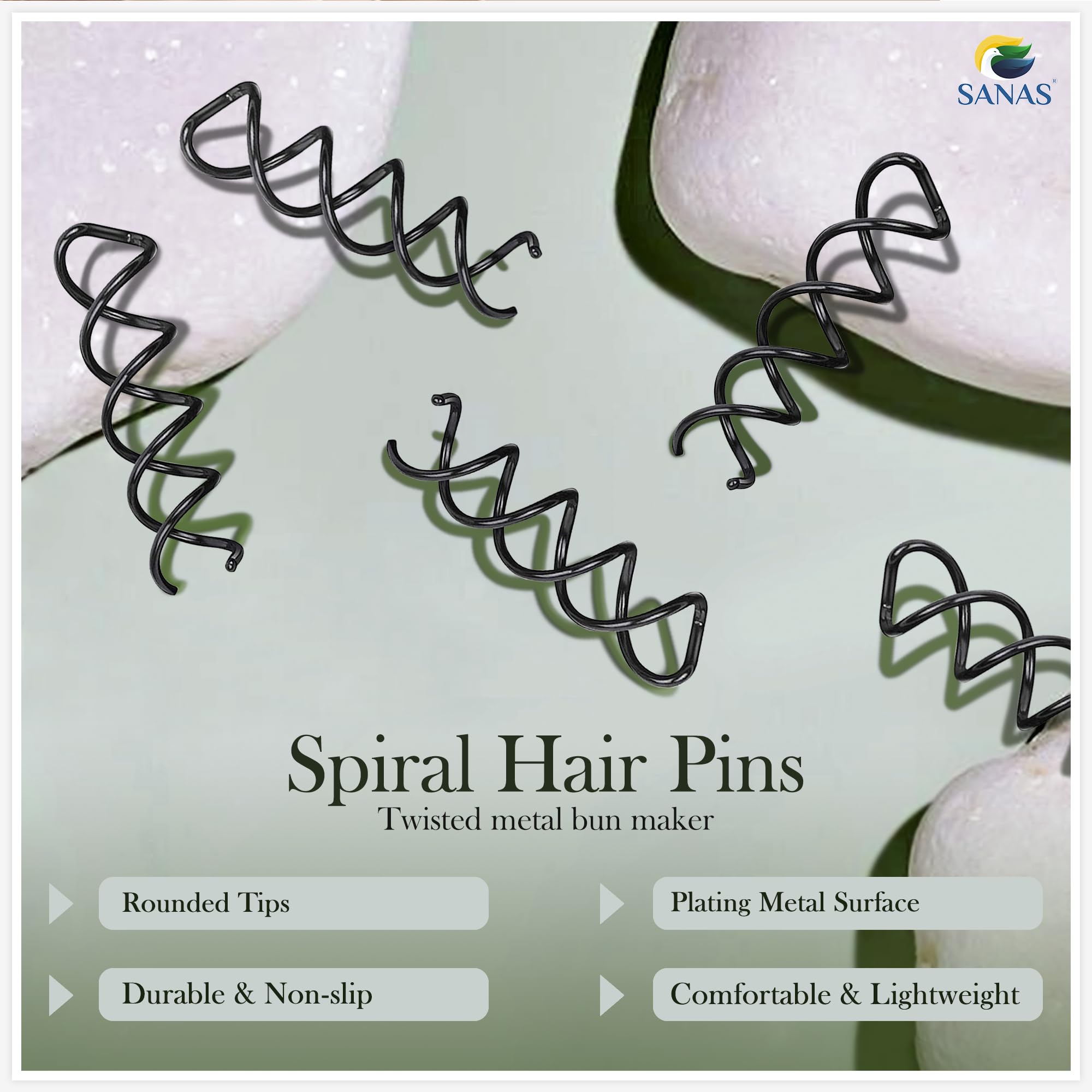5Pcs Black U-Shaped Hair Pins - Strong Hold Hair Clips for Women & Girls, Perfect for Hair Buns, Updos, Braids and Styling - Juda Pins, Bobby Pins for Secure All-Day Hairstyles (5-Piece Set)