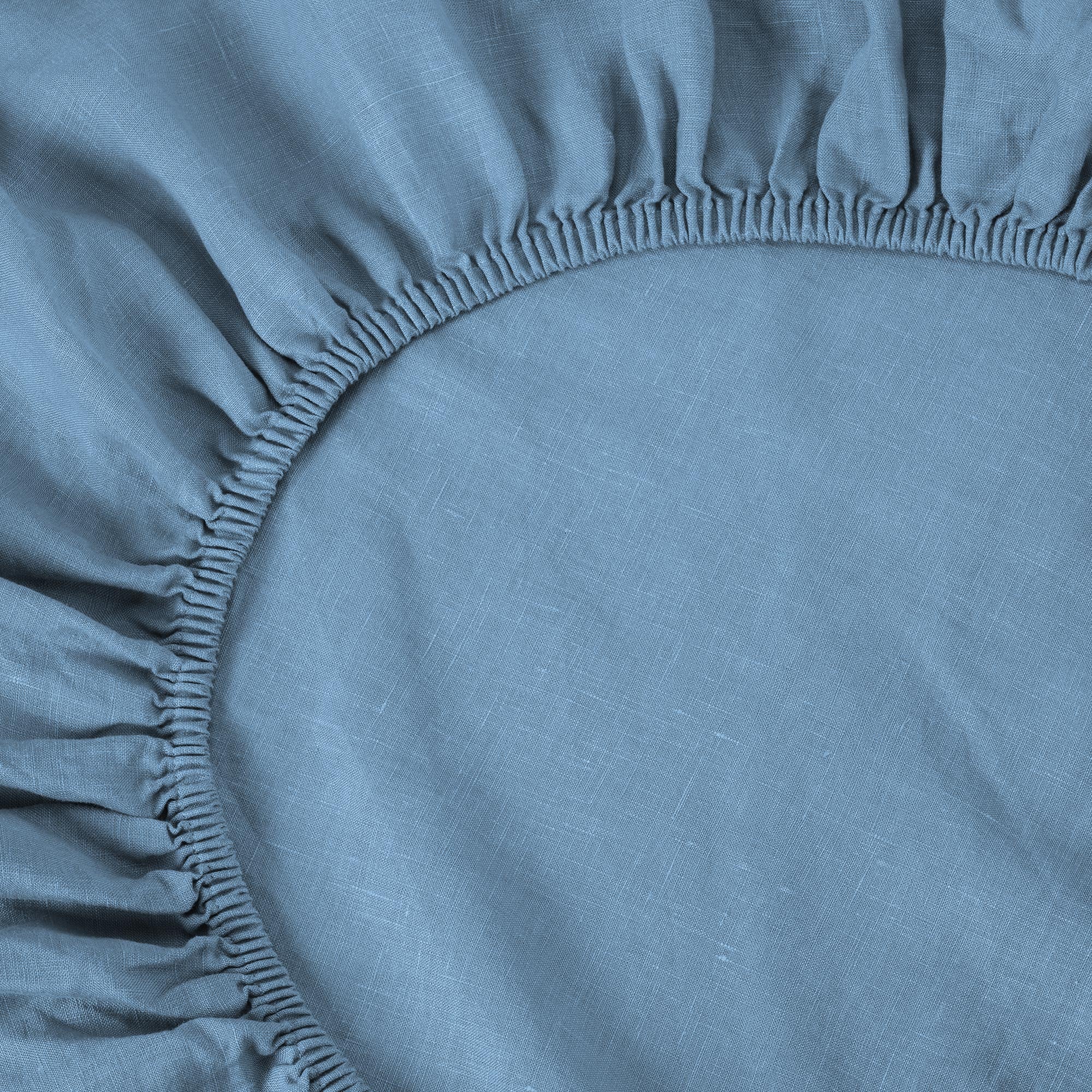 Premium Dusk Blue Linen Blend Fitted Sheet - Queen Size, Soft & Breathable Bedding for Comfortable Sleep - Perfect for Master Bedroom, Guest Room & Vacation Homes