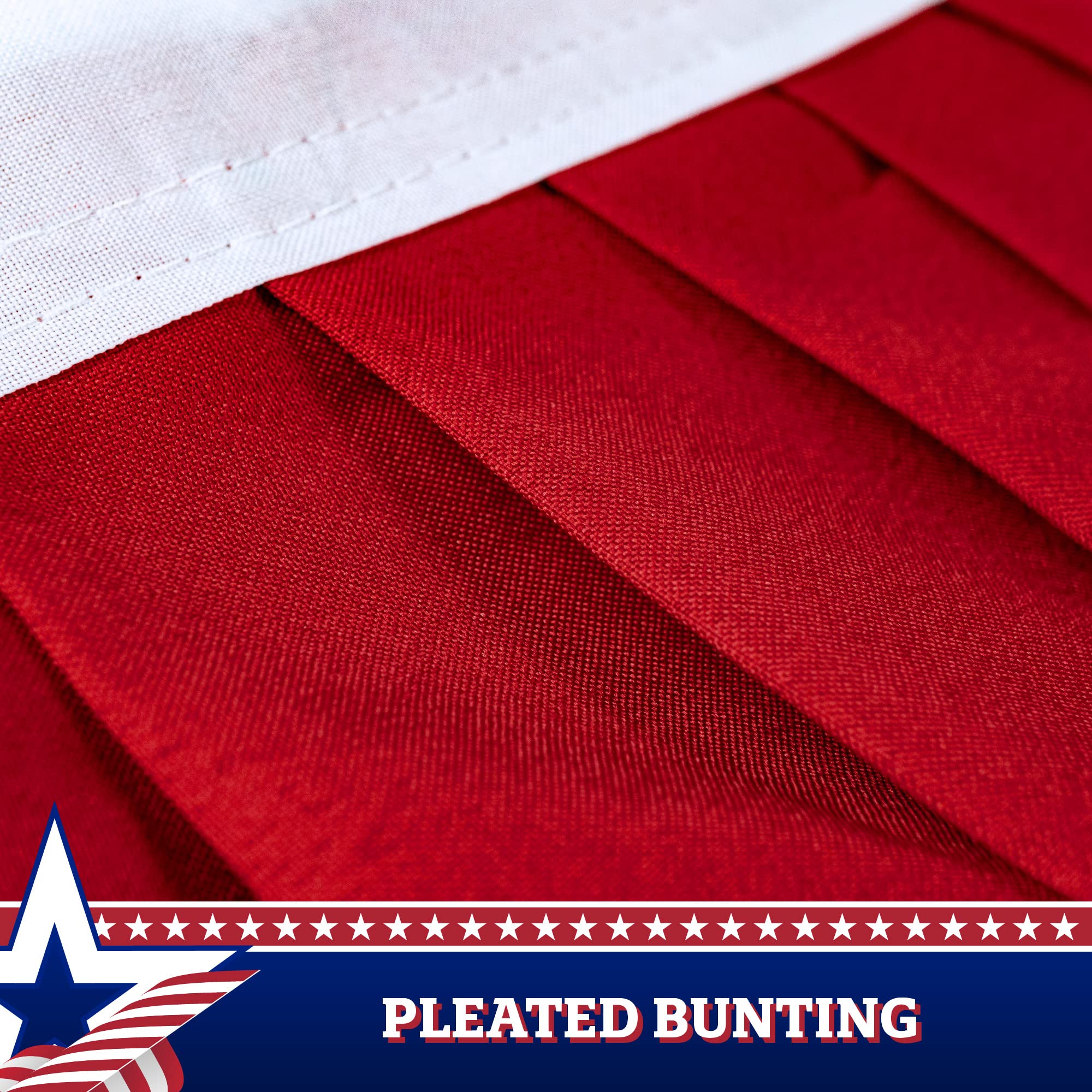 G128 – 10 Pack: 1.5x3 Feet American USA Pleated Fan Flags - Patriotic Stars & Stripes Bunting Decorations with Canvas Header & Brass Grommets (150D Printed) - Perfect for 4th of July, Memorial Day, Labor Day & Patriotic Party Decorations