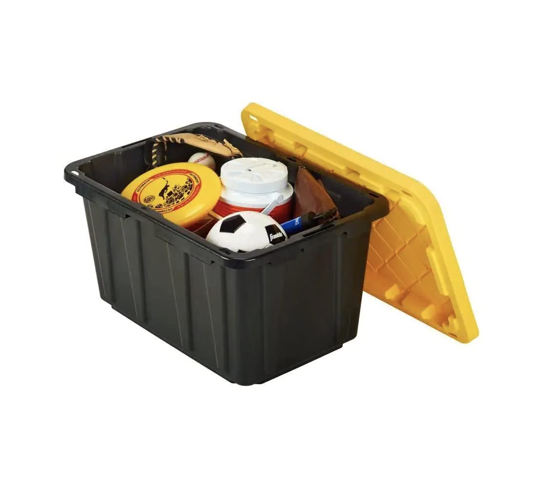 HDX 27 Gallon Heavy Duty Black Storage Totes (5-Pack) - Durable Polypropylene Plastic Bins for Home Organization, Garage Storage & Moving Supplies