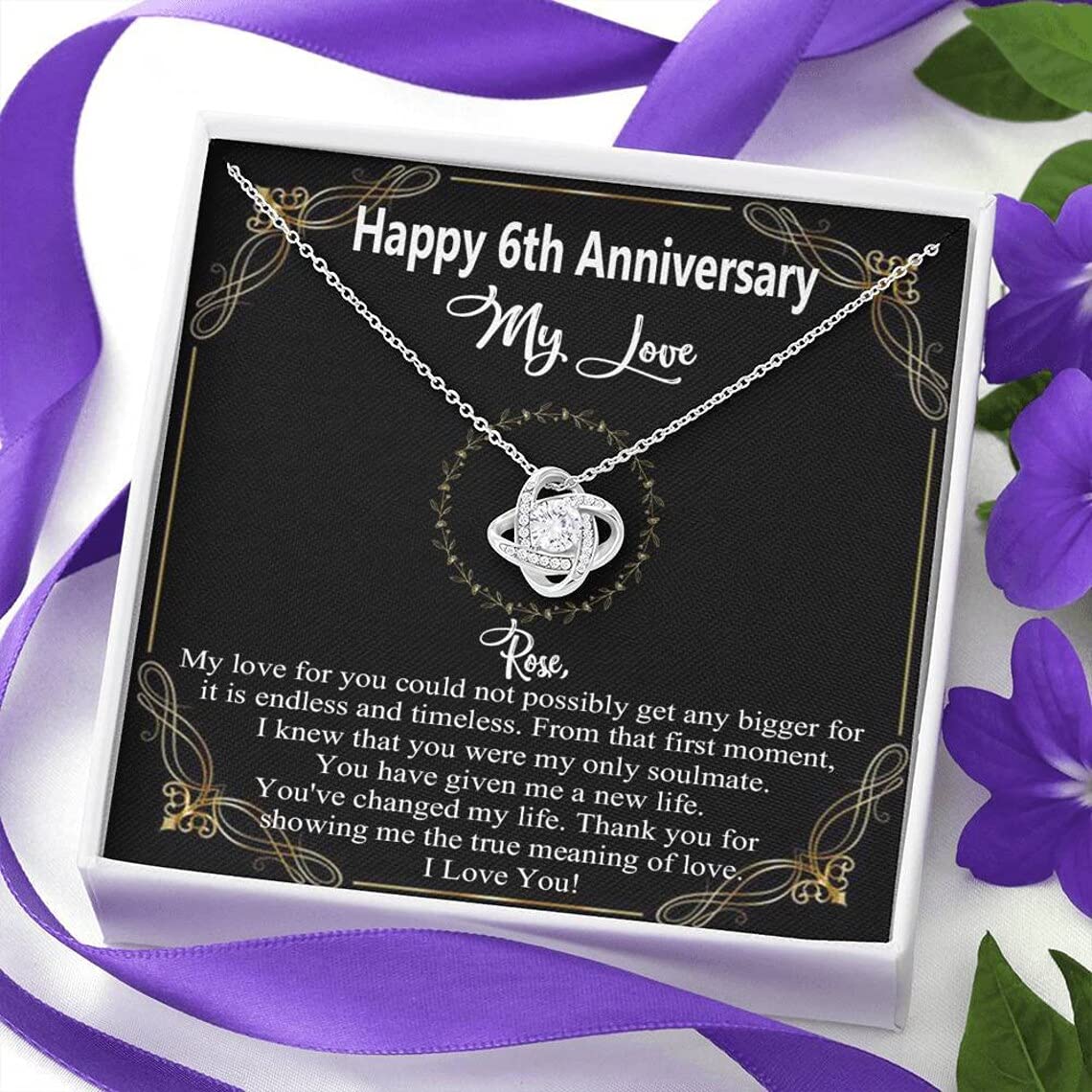 Custom 6th Wedding Anniversary Necklace for Wife - Personalized Gift for Her Birthday, Christmas & Anniversary - Elegant Married Couple Jewelry for Special Occasions