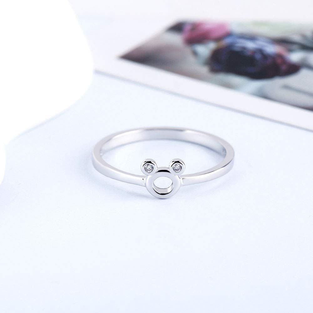 Sterling Silver Mini Mouse Shape Rings for Women - Dainty Engraved Promise, Engagement & Wedding Bands - Perfect for Disney Fans, Gifts & Everyday Wear