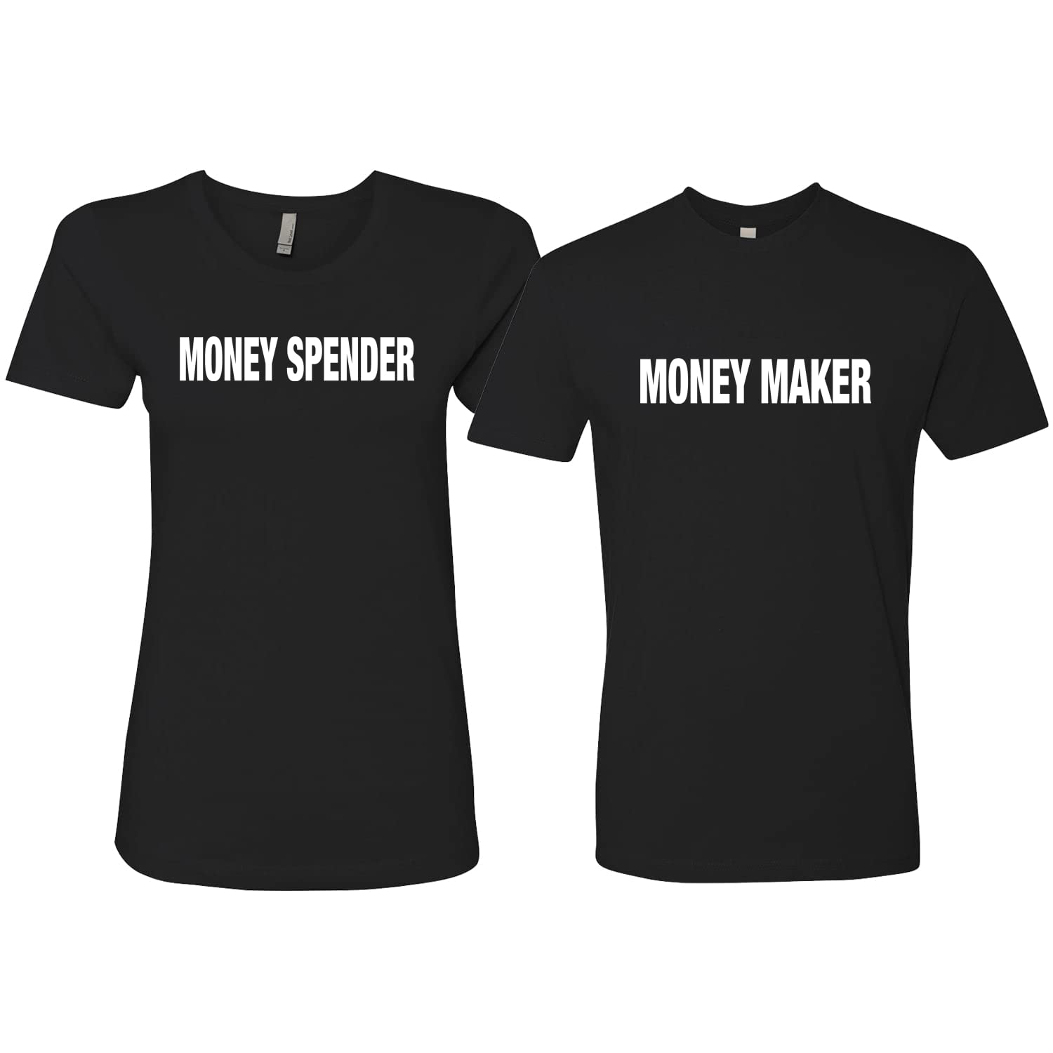 Couples Matching T-Shirts Set - Money Maker & Money Spender Gold Digger Funny Couple Outfits for Him and Her | Perfect for Anniversary Gifts, Date Nights and Couple Photoshoots