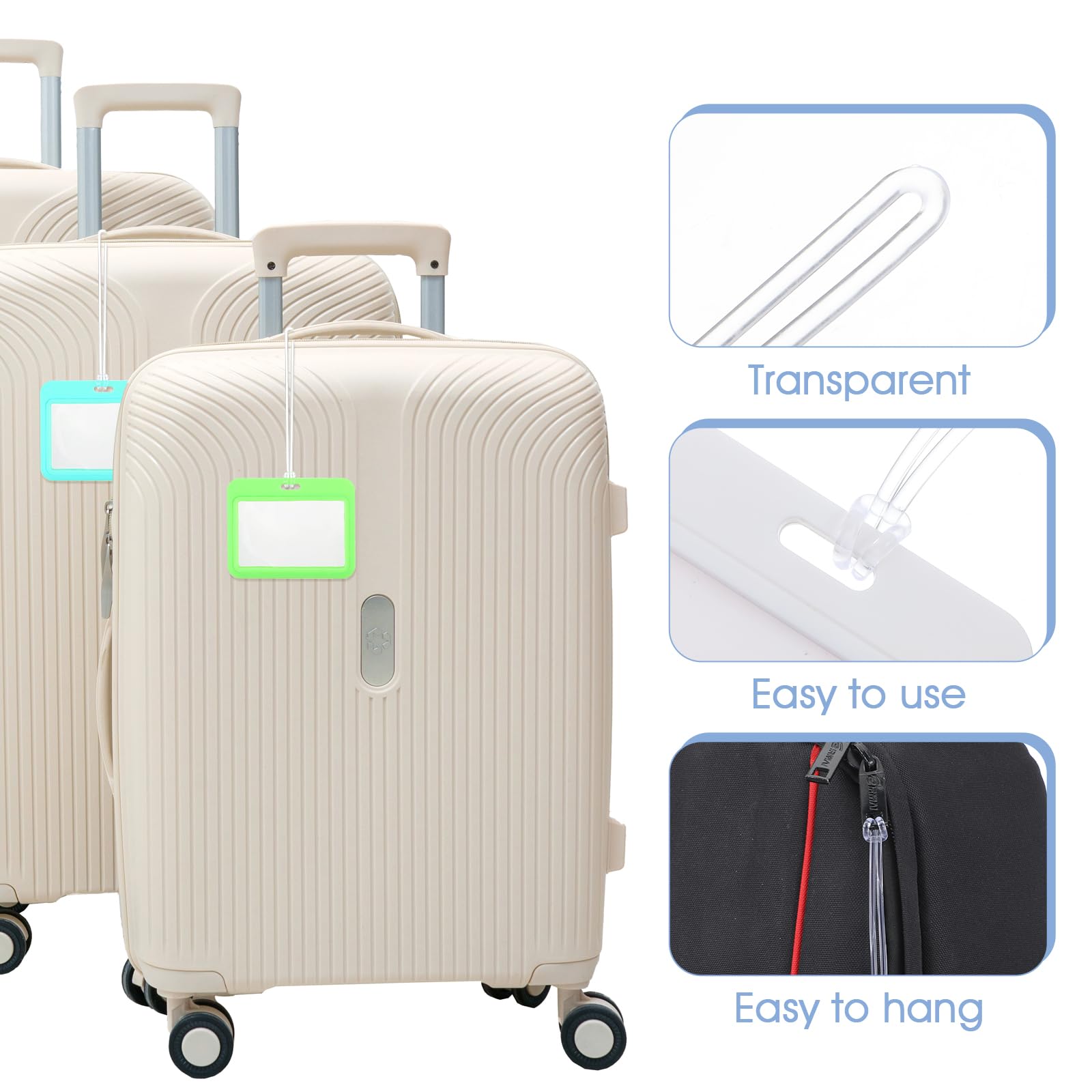 100 Pcs Clear Luggage Tag Loops - 5.9 Inch Durable Bag Tag Straps for Backpacks, Suitcases & ID Badge Holders - Perfect for Travel, Office & Event Organization