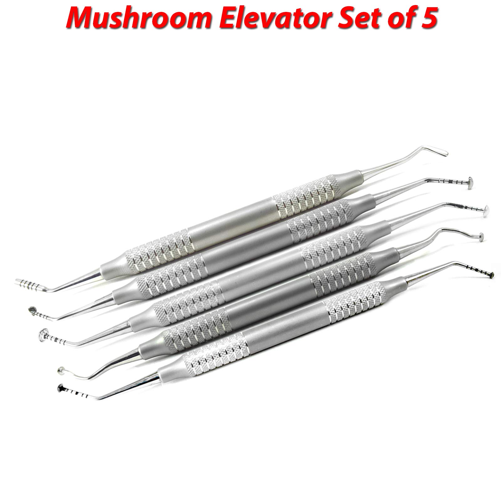 Professional Dental Osteotome Periotome Luxating Elevator Set for Implant & Orthodontic PDL Teeth | Surgical Root Extraction Spreading Tools (5-Piece Mushroom Elevators Kit) | Perfect for Dentists, Oral Surgeons & Dental Clinics