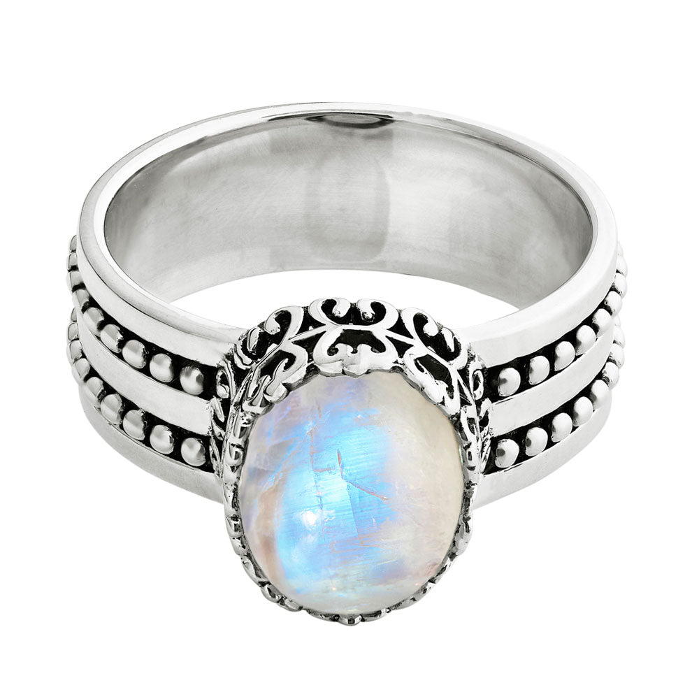 Divinity Moonstone Ring for Women - Elegant Sterling Silver Jewelry with Healing Properties | Perfect for Meditation, Yoga & Spiritual Gifts