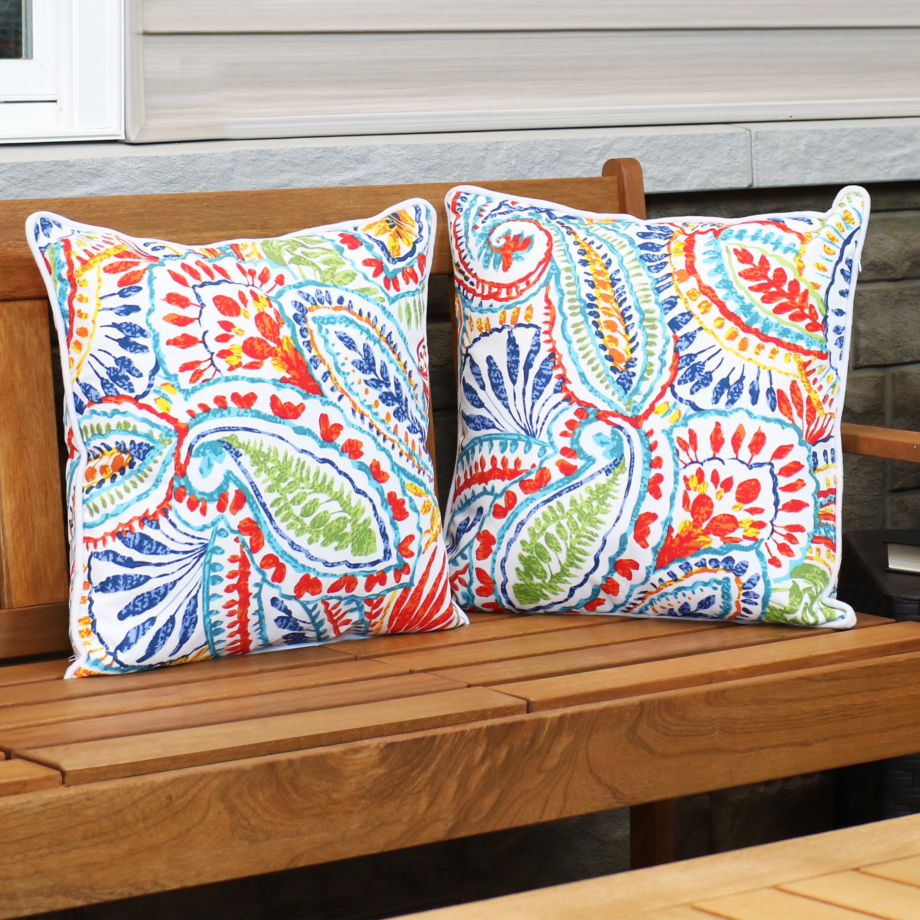 Stylish Sunnydaze Polyester Outdoor Decorative Throw Pillows Set of 2 - Waterproof & UV Resistant for Patio, Garden, Poolside & Porch Decor