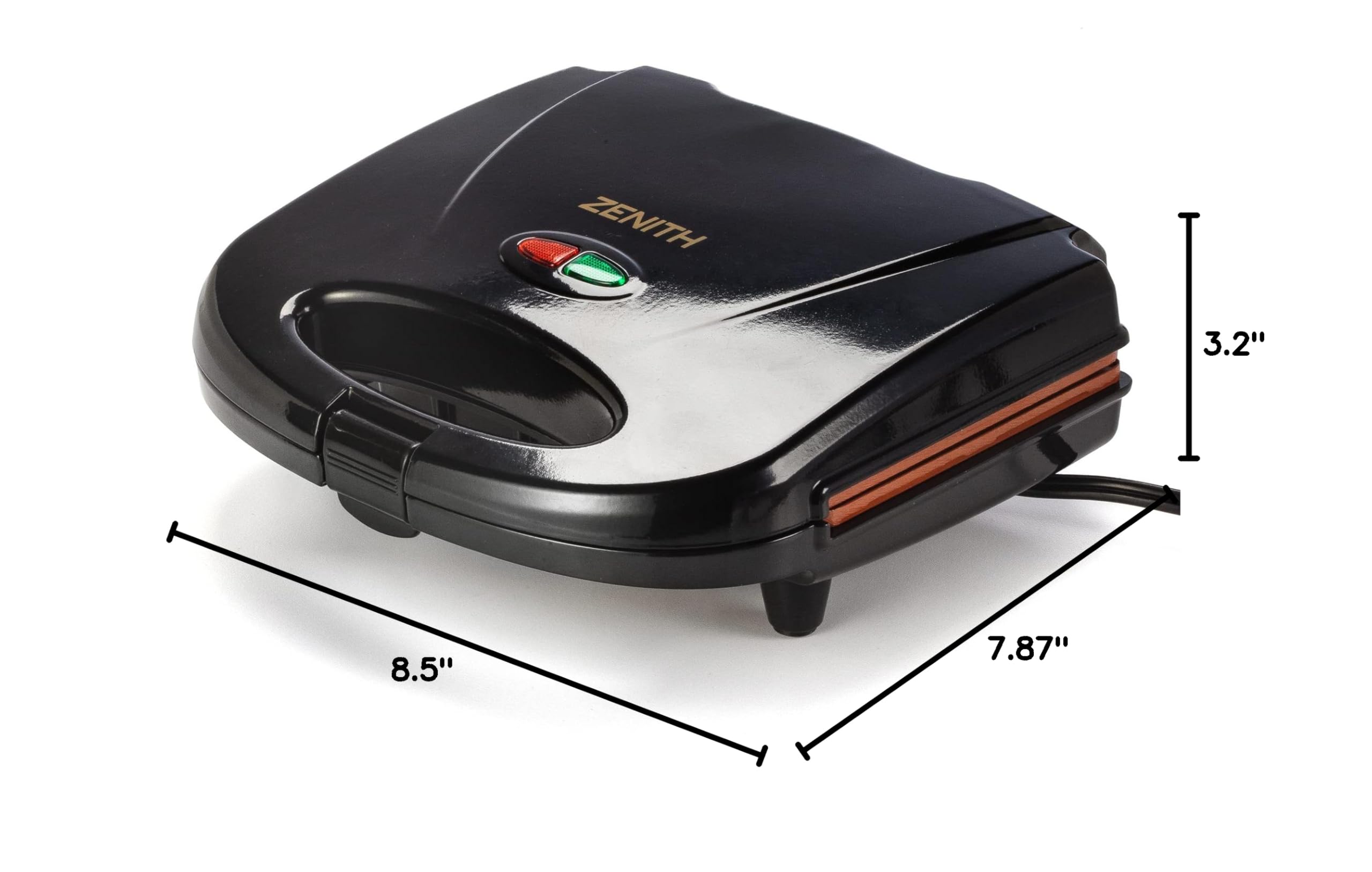 ZENITH Electric Panini Press Grill Maker with Copper Non-Stick Plates - Indoor Countertop Sandwich Toaster for Home & Office - Compact Design for Easy Storage (Model 77062) - Perfect for Quick Lunches, Parties, and Cafe-Style Sandwiches