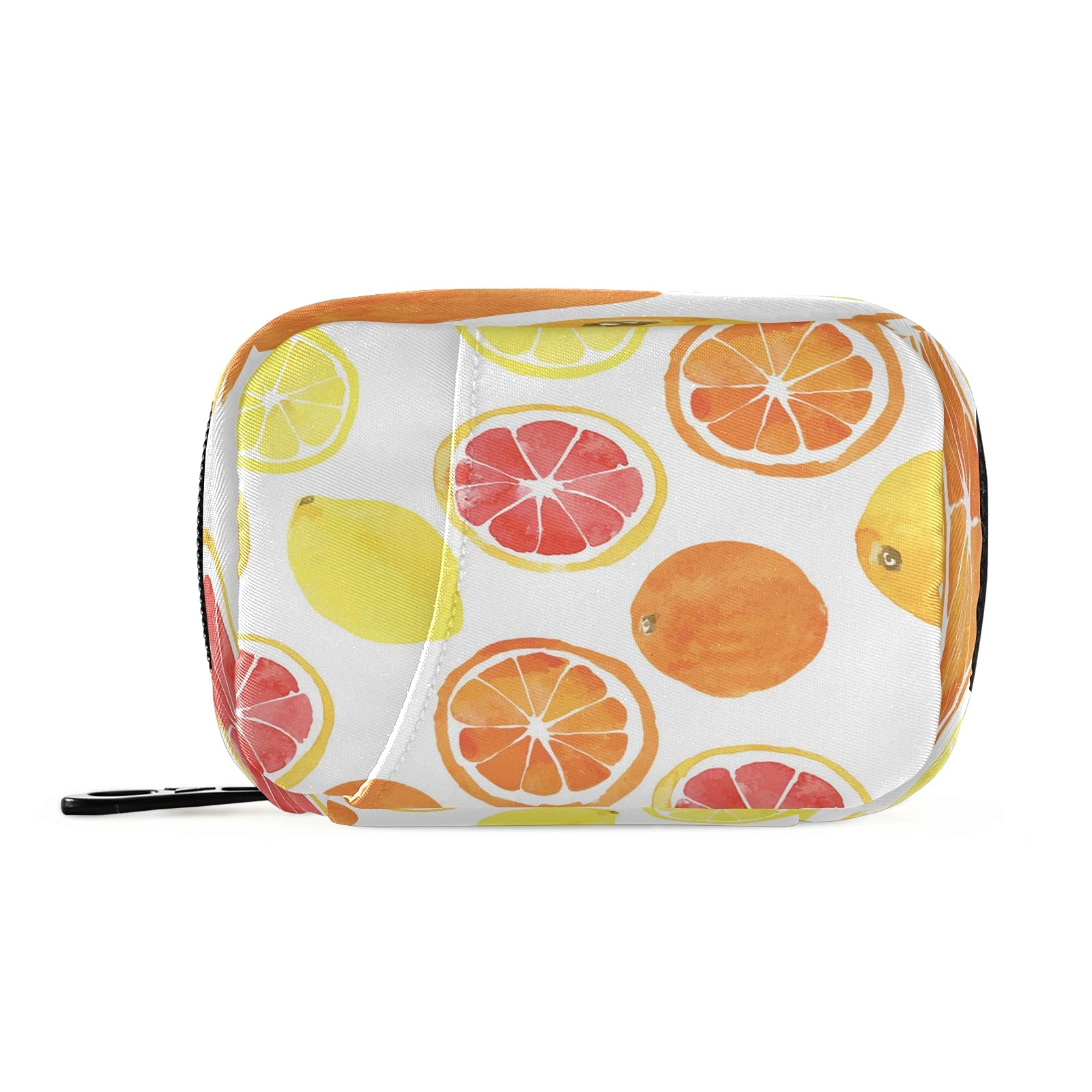 One Bear Fresh Fruits Lemon Grapefruit Orange Pill Organizer - 8 Large Compartment Travel Medicine Case with Zipper, Portable Vitamin Storage for Daily Use, Travel & Work