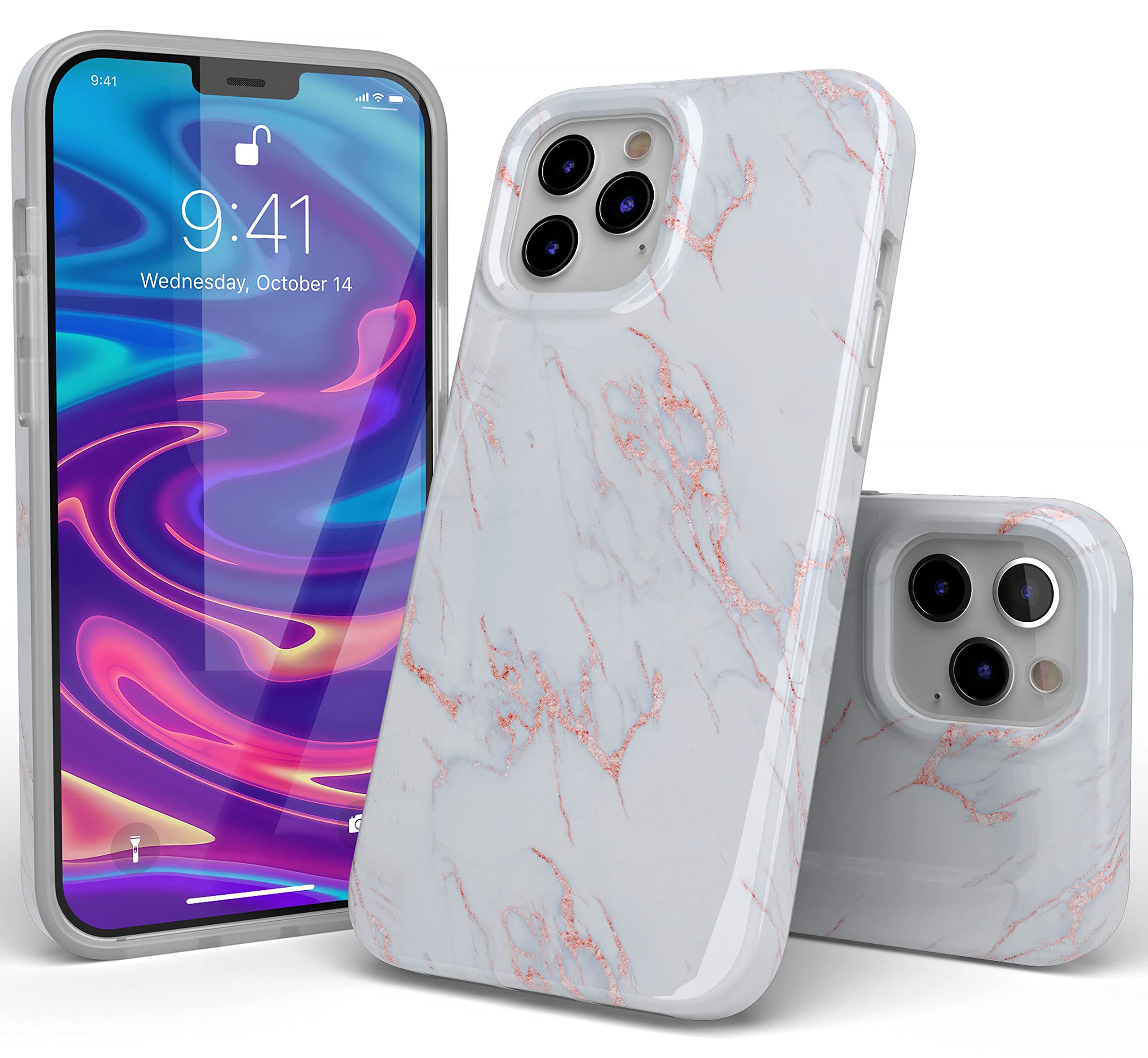 Casely iPhone 11 Pro Max Case - Elegant White & Pink Marble Design | Slim Protective Phone Cover for Women | Perfect for Work, Travel & Everyday Use