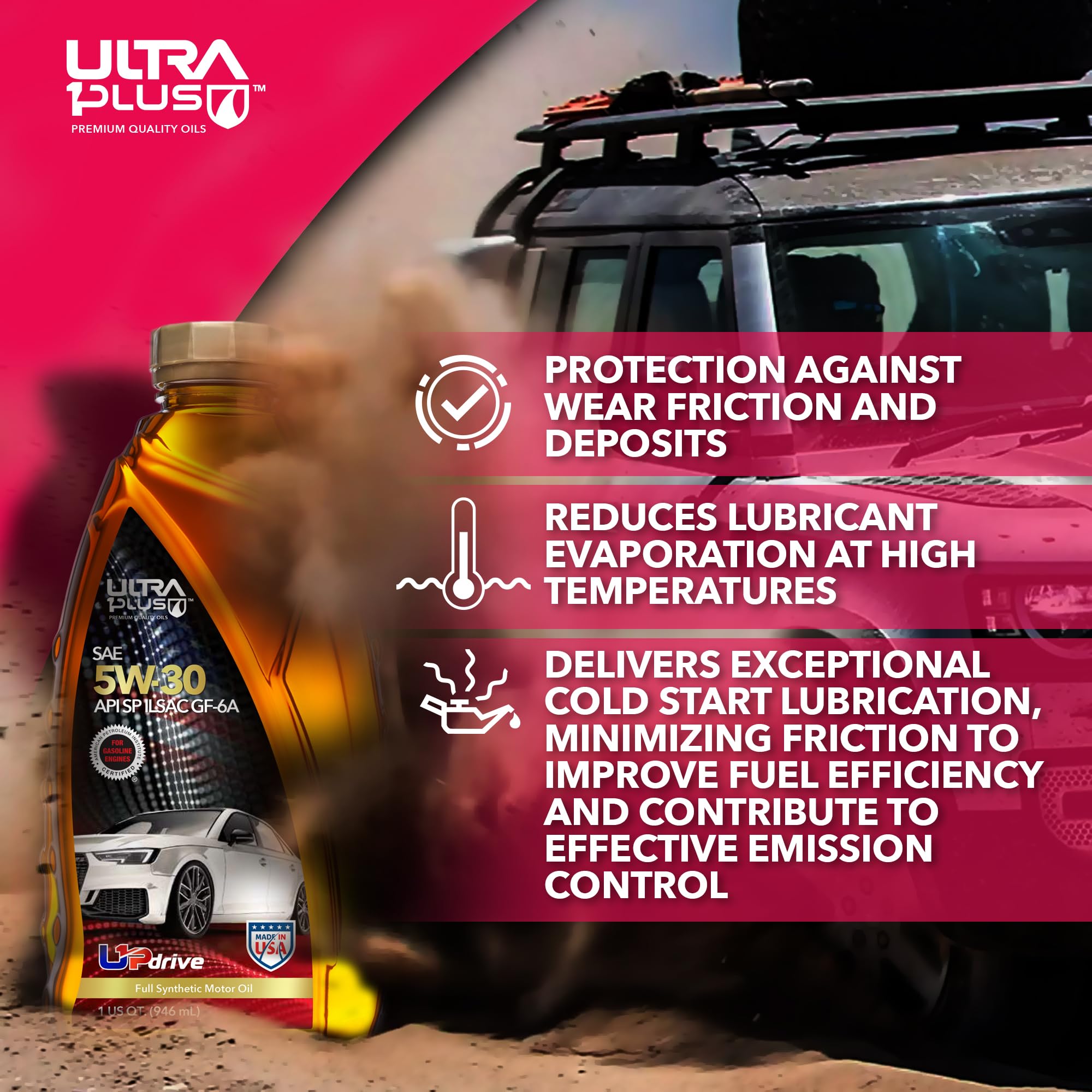 Premium SAE 5W-30 Full Synthetic Motor Oil API SP ILSAC GF-6A - 12 Quart Pack for Cars, Trucks & SUVs - High Performance Engine Protection for Extreme Temperatures & Long Drain Intervals