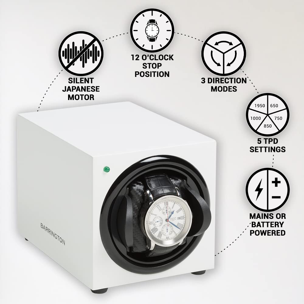 Premium Single Automatic Watch Winder with Silent Japanese Motor - Adjustable TPD 650-1950 for Luxury Watches | AC/Battery Powered | Perfect for Rolex, Omega & Swiss Timepieces | Home Office & Travel Storage Solution