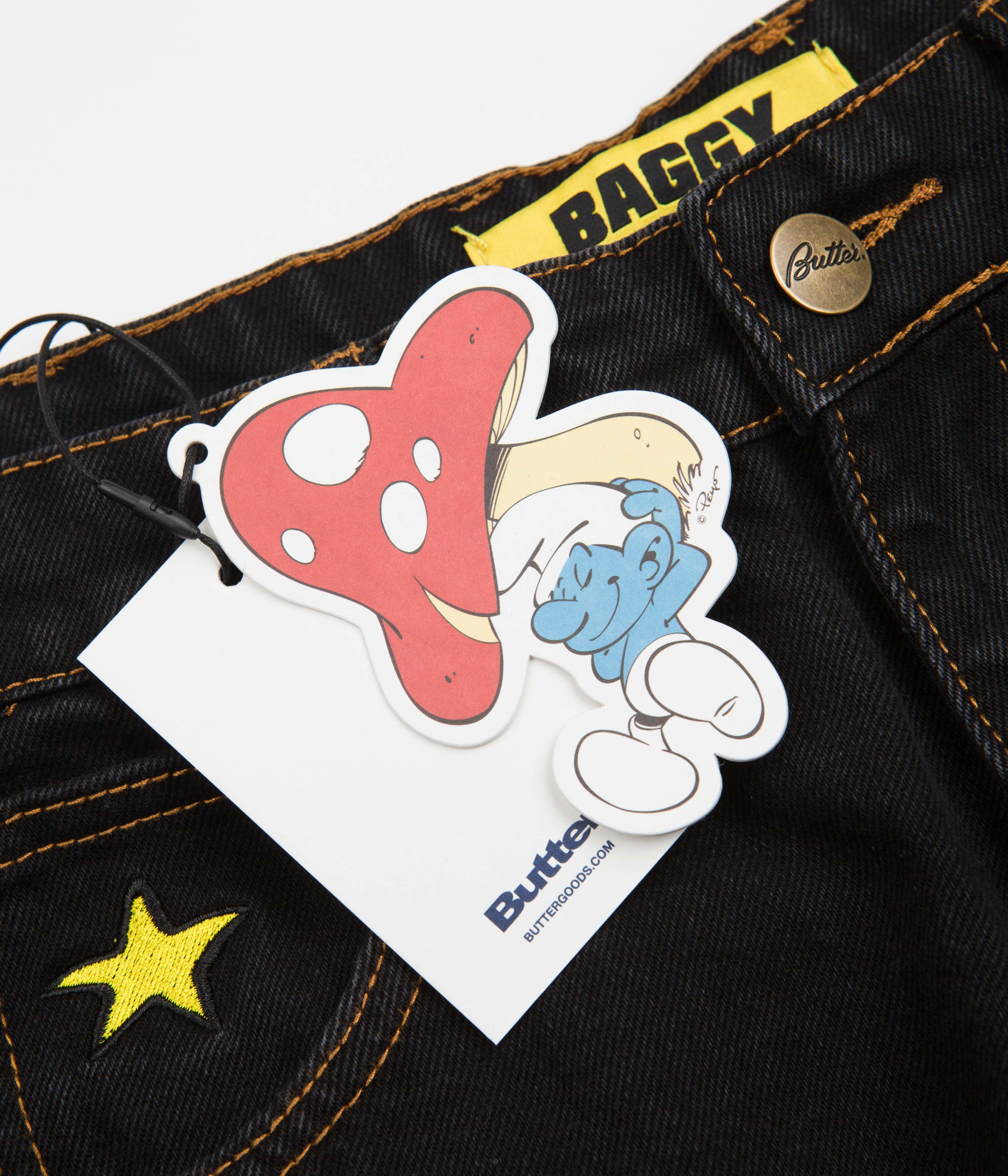Butter Goods x The Smurfs Harmony Jeans - Washed Black Denim Pants for Men | Casual Streetwear & Vintage Style | Perfect for Everyday Wear and Urban Fashion