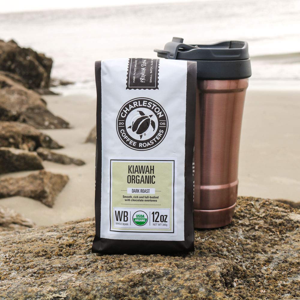 Charleston Coffee Roasters Organic Whole Bean Coffee - Premium Slow Roasted Dark Roast (Kiawah Blend) 12oz, 6 Pack | Specialty Hand-Picked Beans for Home Brewing, Office & Gifts