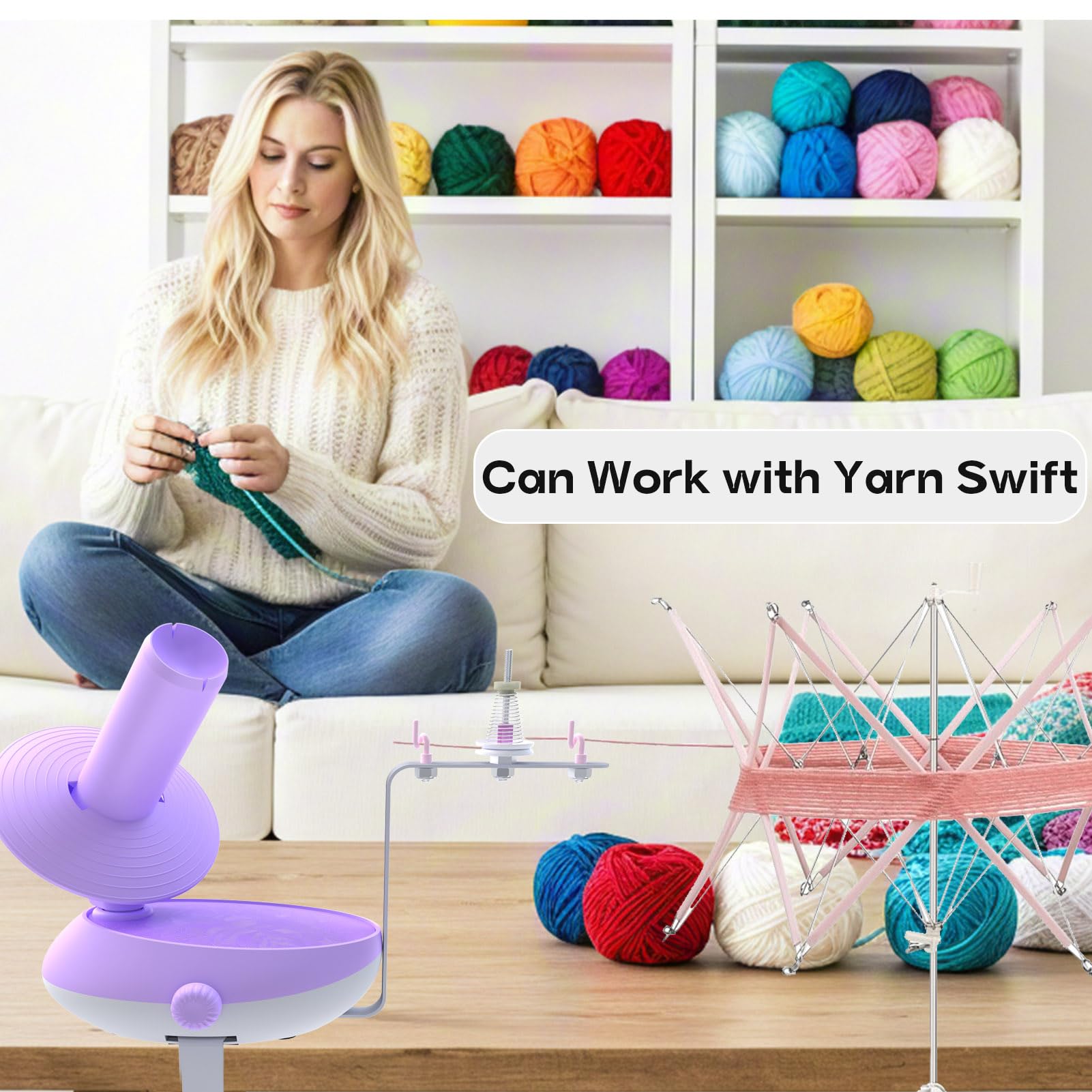 DAFENCHI Electric Yarn Winder & Swift Set - Automatic Large Yarn Ball Winder Machine for Knitting, Crocheting, Weaving - Adjustable Speed Yarn Spinner for Perfect Yarn Cakes - Ideal for Home Crafting, DIY Projects & Professional Use