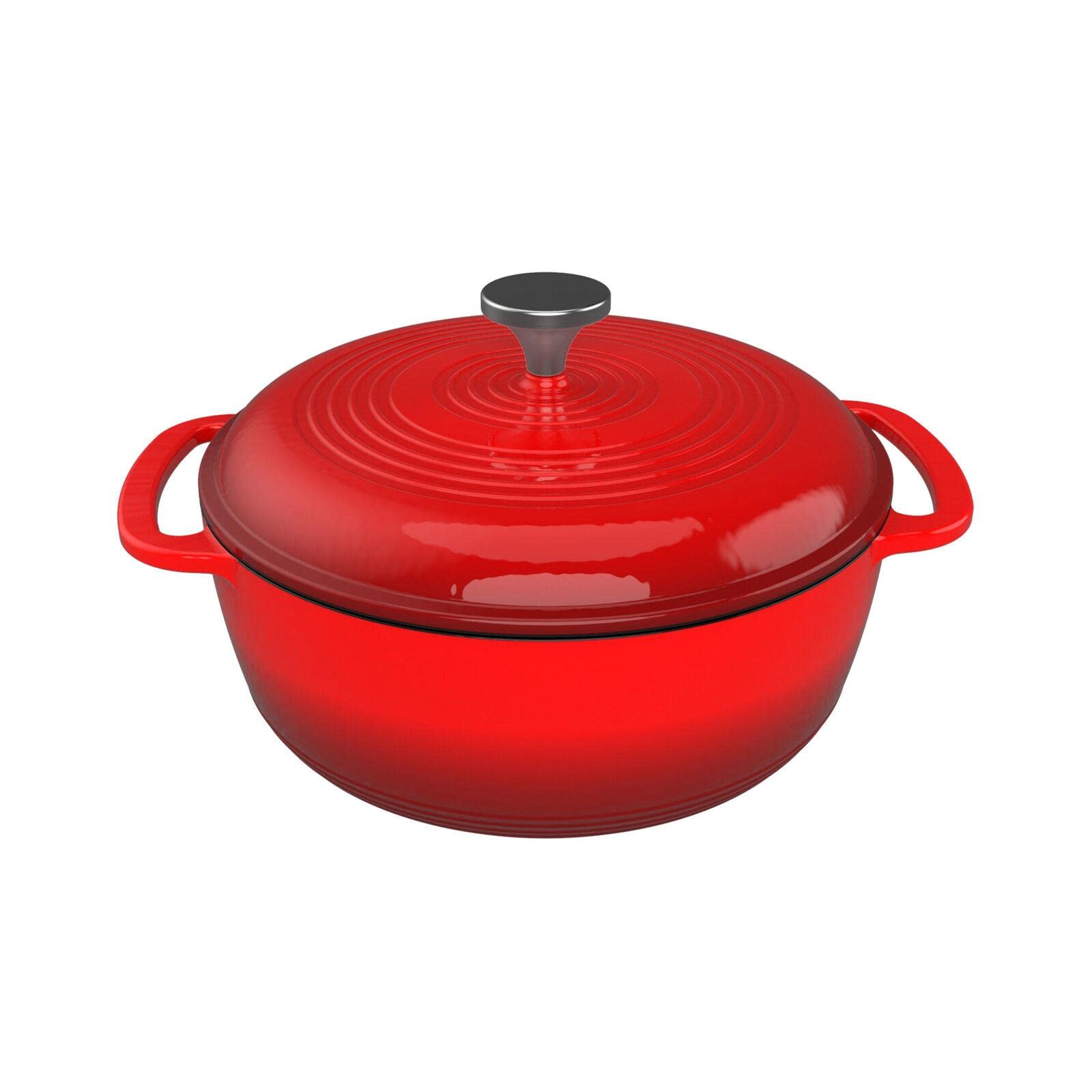 Premium 6 Quart Enameled Cast Iron Dutch Oven with Lid - Oven & Stovetop Safe Cookware for Braising, Baking, Stewing & Slow Cooking - Ideal for Soups, Bread, Roasts & Camping Meals
