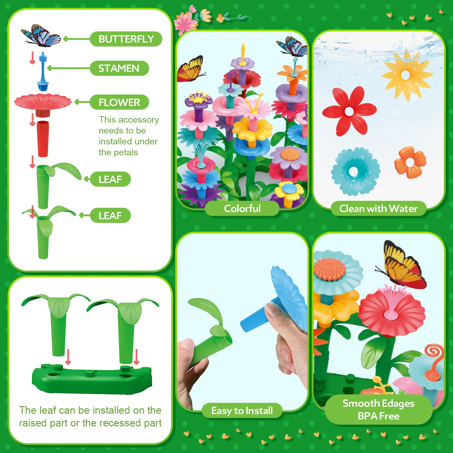 YEEBAY STEM Flower Garden Building Blocks - 148 PCS Educational Stacking Toys for Kids Ages 3-7, Gardening Pretend Play Set for Preschool Learning & Fine Motor Skills Development - Perfect for Indoor Creative Play & Early Childhood Education