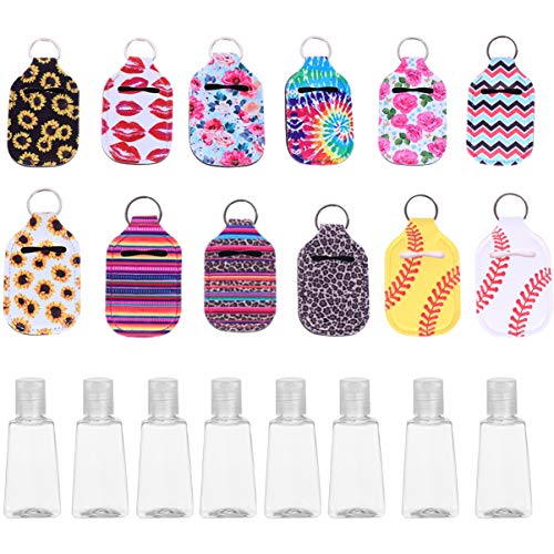 HEALLILY 12Pcs Chapstick Holder Keychain - 30ml Travel Bottles, Neoprene Keyring Protective Case, Portable Lip Balm Pouch - Perfect for Travel, Gym, Hiking & Everyday Carry