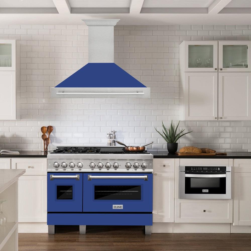 ZLINE 48-Inch Stainless Steel Wall Mount Range Hood with Satin Finish & Stainless Steel Handle (8654SNX 48) - Powerful Kitchen Ventilation for Gas Stoves & Cooking Areas