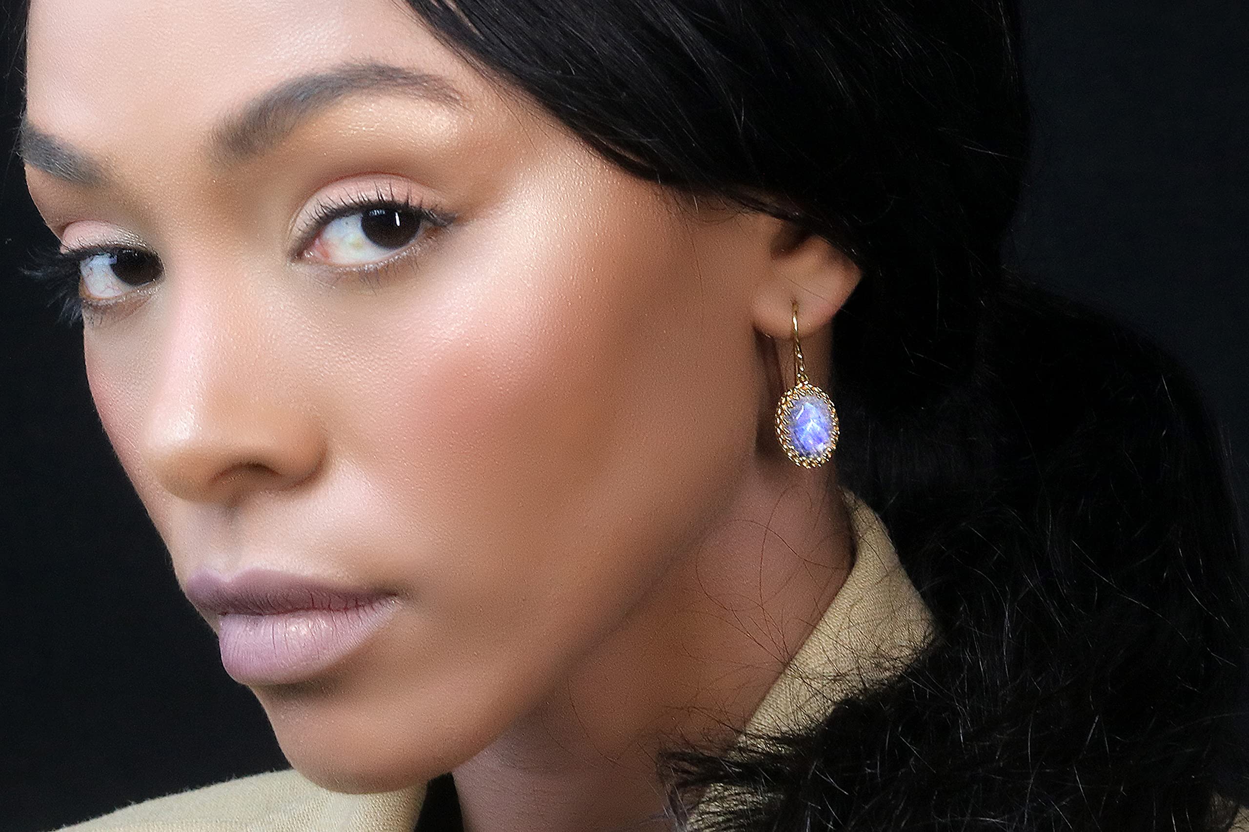 Anemone Moonstone Earrings for Women - Handmade Dangling Birthstone Jewelry with Gift Box | Elegant Statement Earrings for Gifts, Weddings & Special Occasions