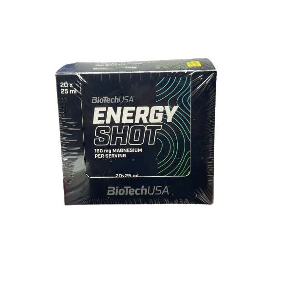 BioTechUSA Energy Shot Lemon Flavor - 20 x 25ml Energy Booster for Workouts, Focus & Fatigue Relief | Pre-Workout, Study & Travel Essential