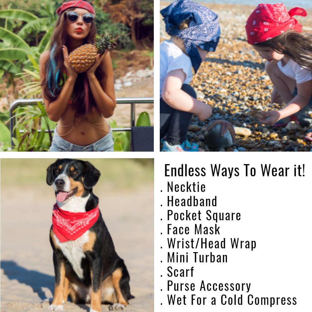 3-Pack Paisley Cotton Bandanas - 22