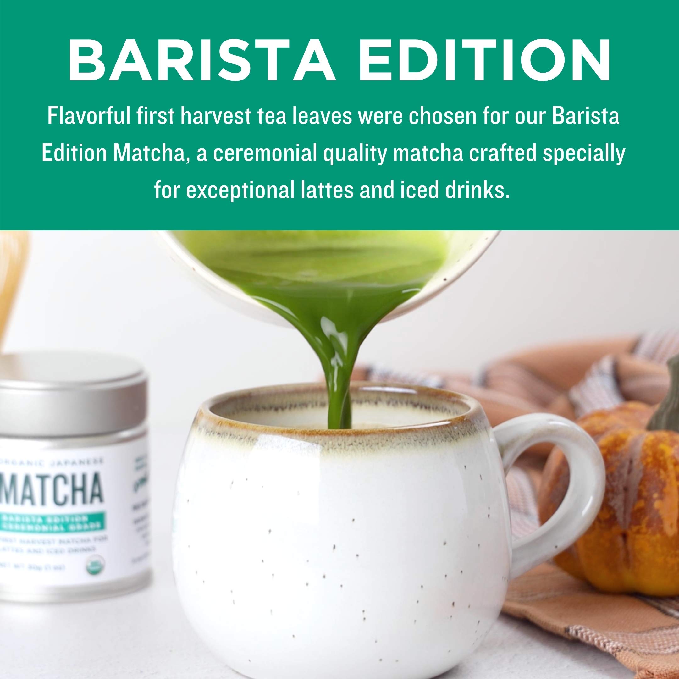 Premium Organic Ceremonial Grade Matcha Green Tea Powder - Authentic Japanese Origin - Barista Edition for Cafe Quality Tea & Lattes - 1 Pound Bulk (Ideal for Home Brewing, Smoothies, Baking & Wellness Drinks)