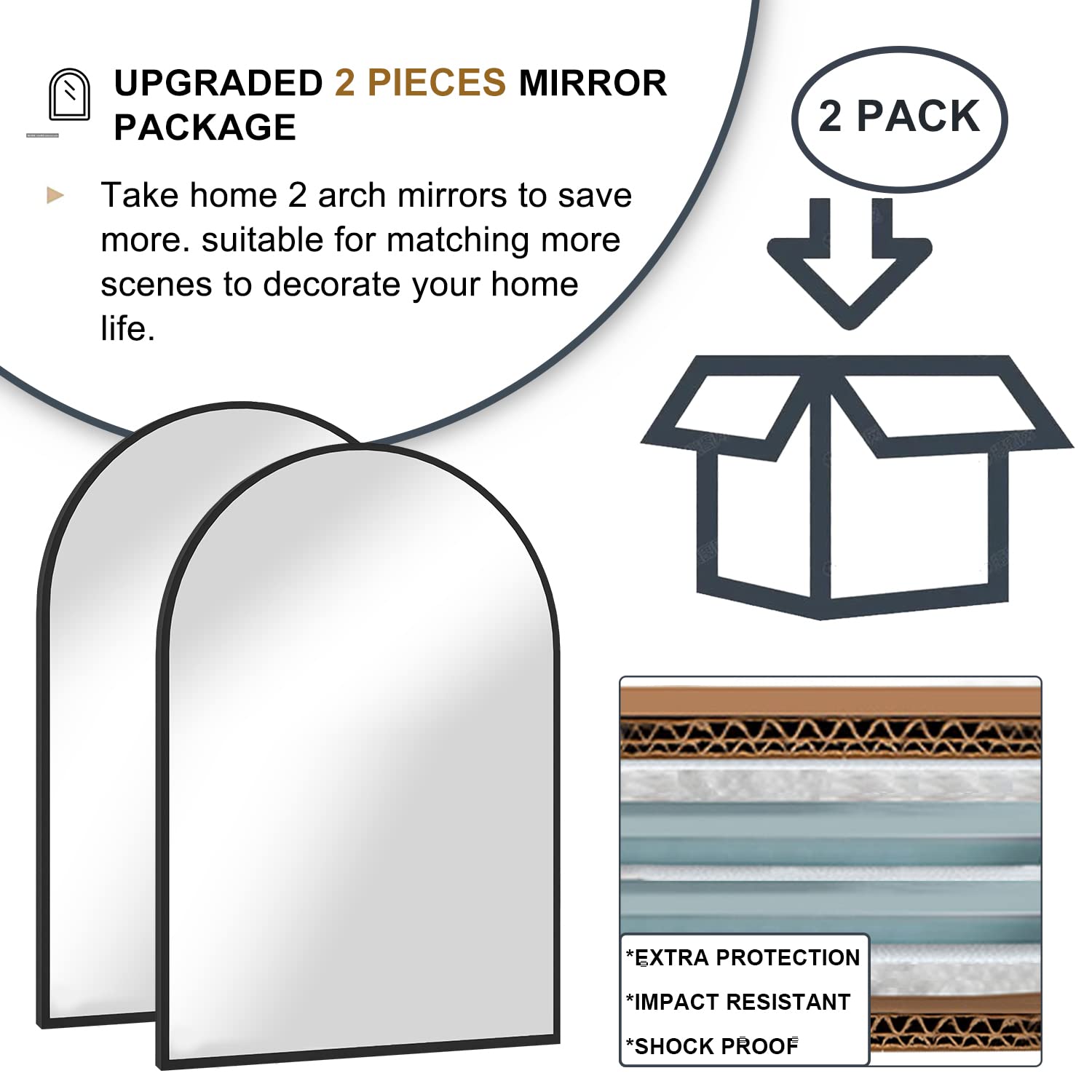 Gold Arched Wall Mirror Set - 20