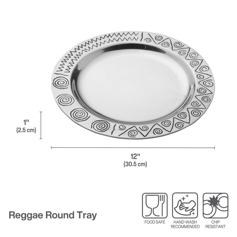 Reggae Round Tray - Handmade Wooden Serving Tray with Caribbean Style for Coffee Table Decor, Dining, and Party Serving | Perfect for Home Decor, Gift Giving, and Entertaining