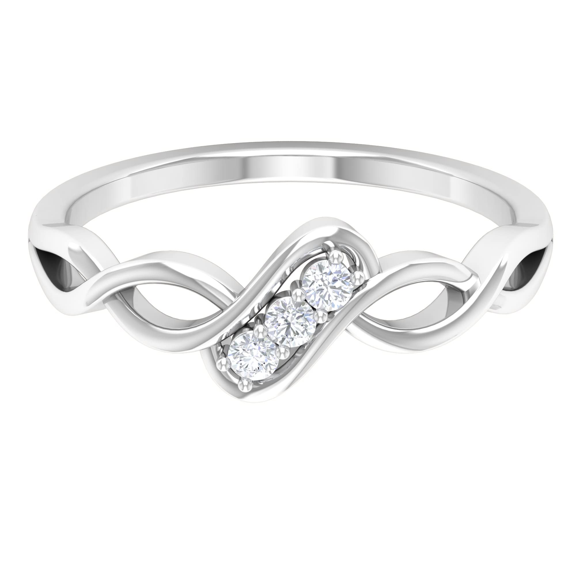 Certified 14K Solid Gold Diamond Ring for Women - Three Stone & Crossover Design with April Birthstone | Elegant Gift for Anniversary, Engagement & Special Occasions