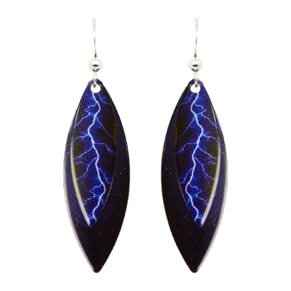 Blue Lightning Earrings - Non-Tarnish Sterling Silver French Hook Ear Wires for Women | Hypoallergenic Fashion Jewelry | Perfect for Parties, Weddings & Everyday Wear